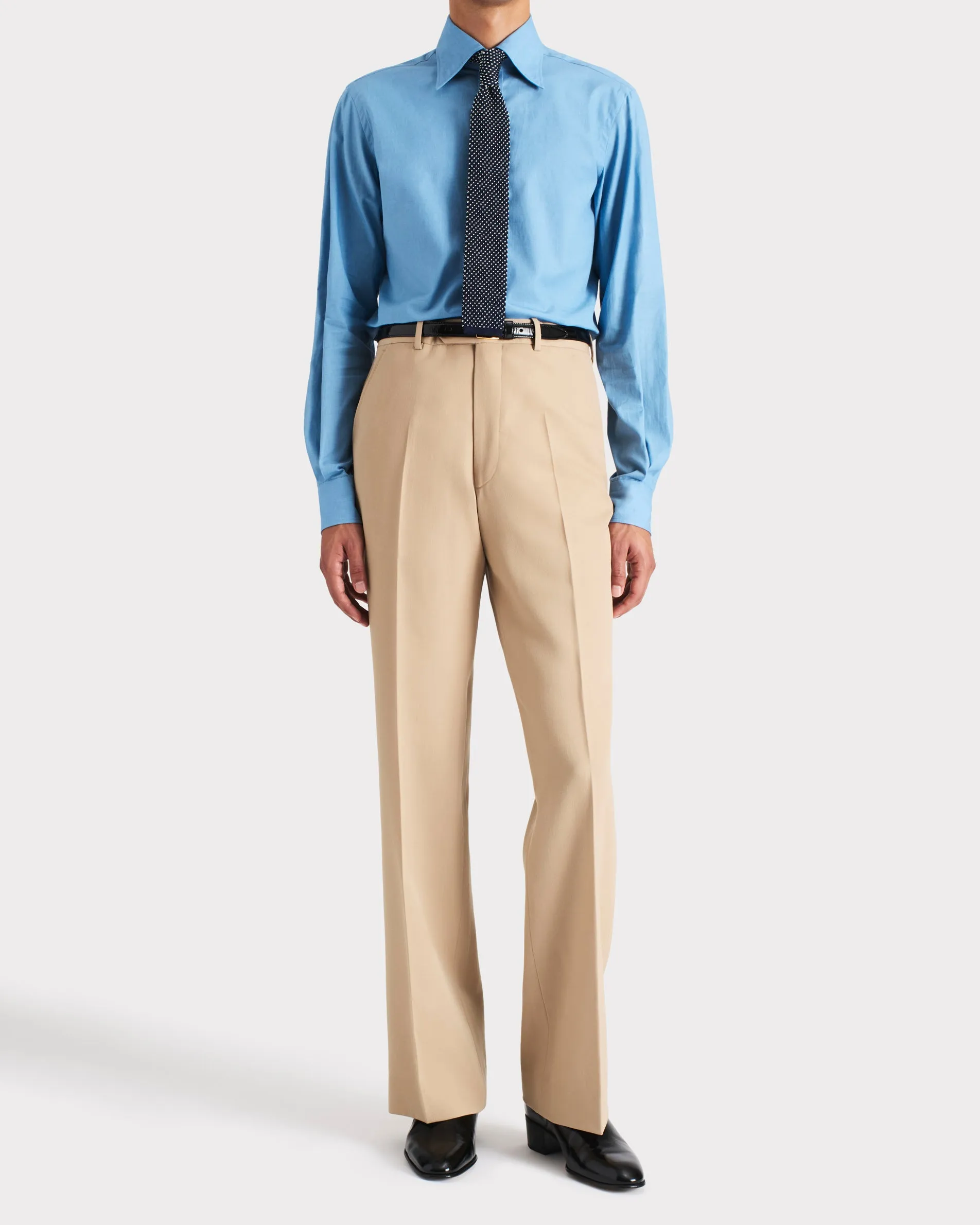WIDE COLLAR SHIRT IN COTTON CHAMBRAY - BLUE sold by Husbands Paris product image thumbnail 5