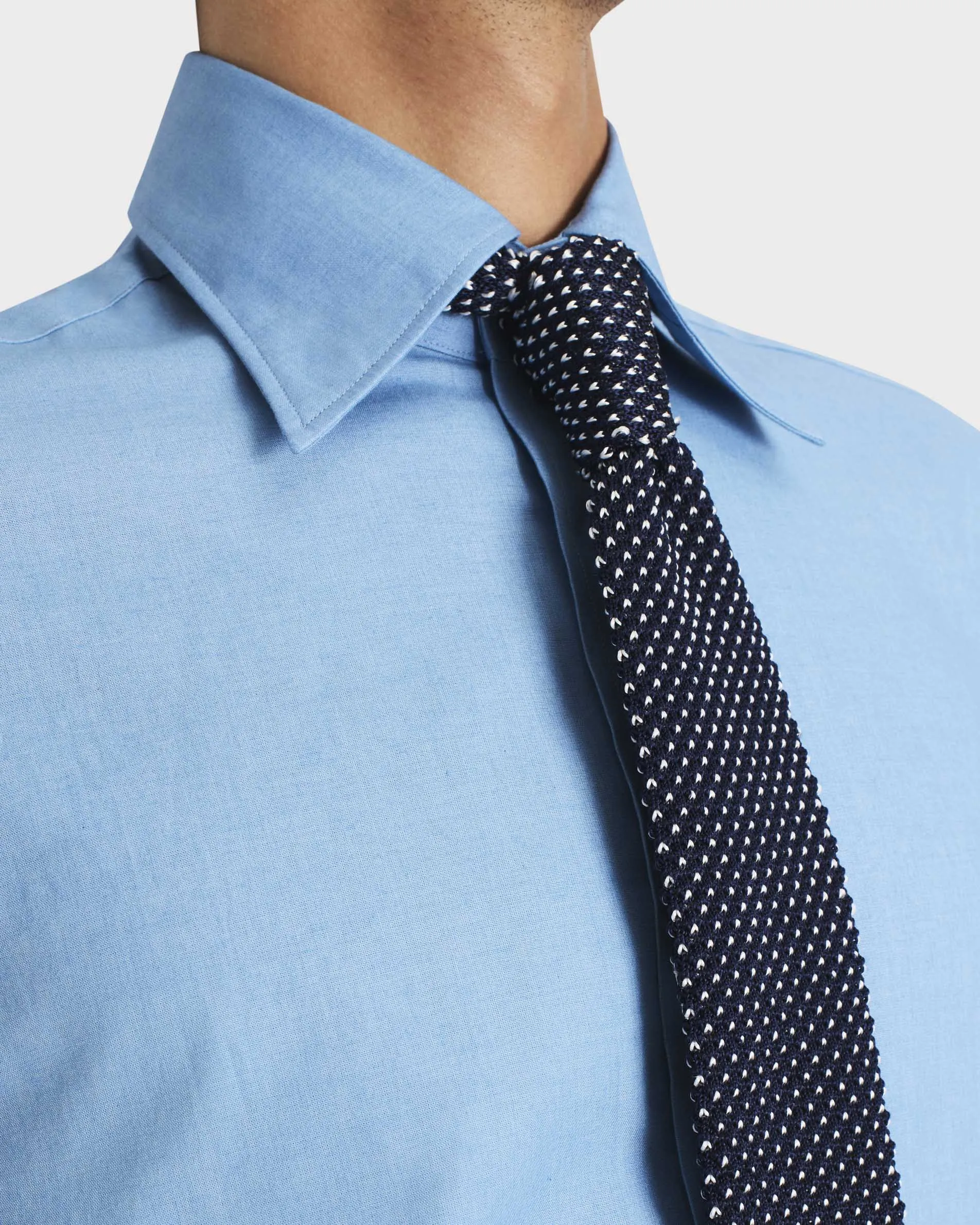 WIDE COLLAR SHIRT IN COTTON CHAMBRAY - BLUE sold by Husbands Paris product image thumbnail 2