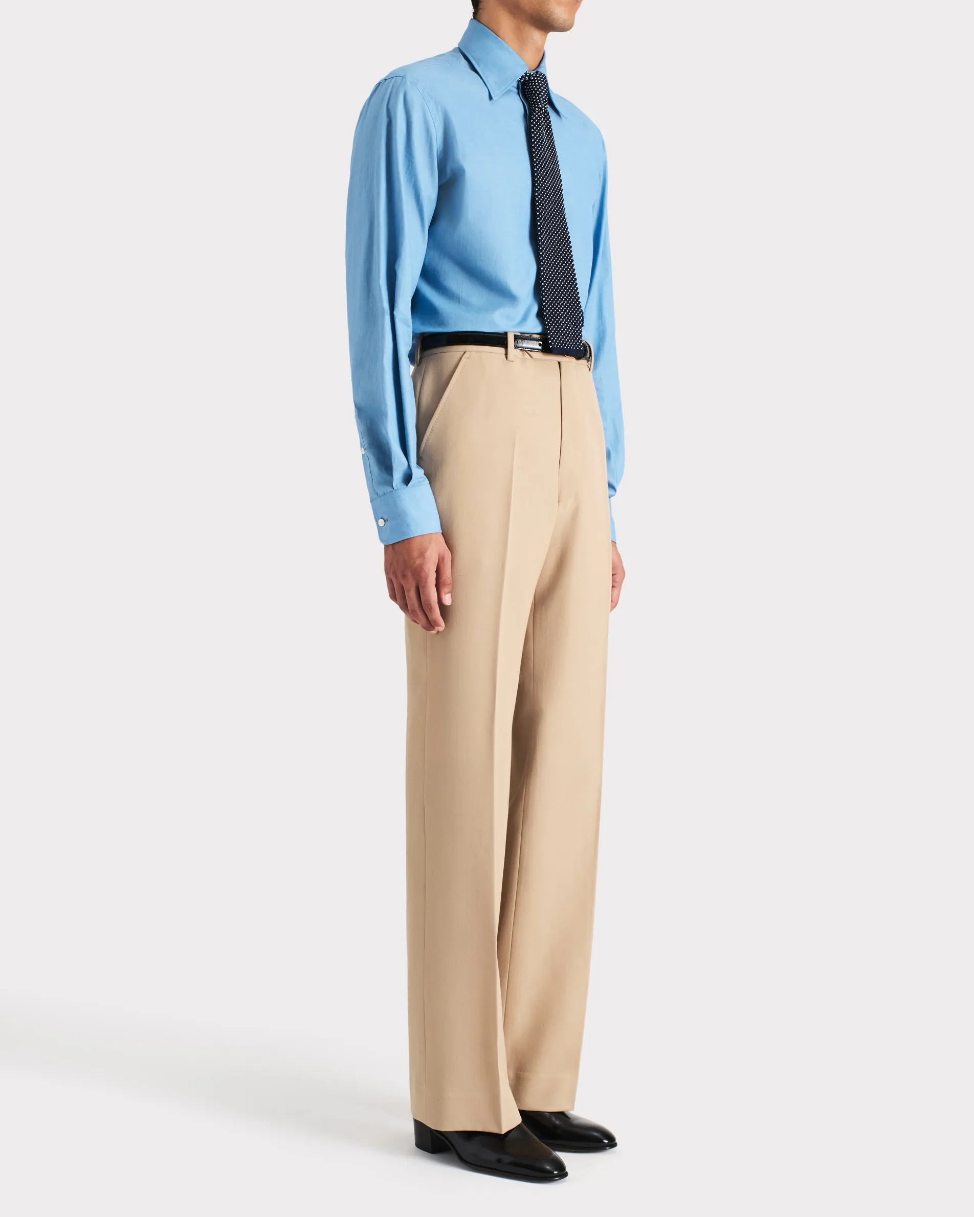 WIDE COLLAR SHIRT IN COTTON CHAMBRAY - BLUE sold by Husbands Paris product image thumbnail 4