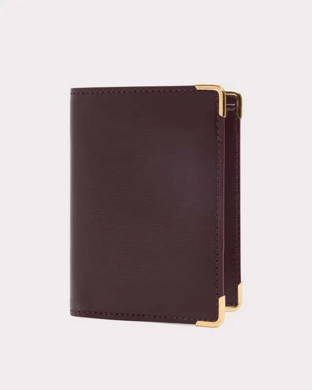 VERTICAL WALLET IN BOX CALFSKIN - BURGUNDY sold by Husbands Paris