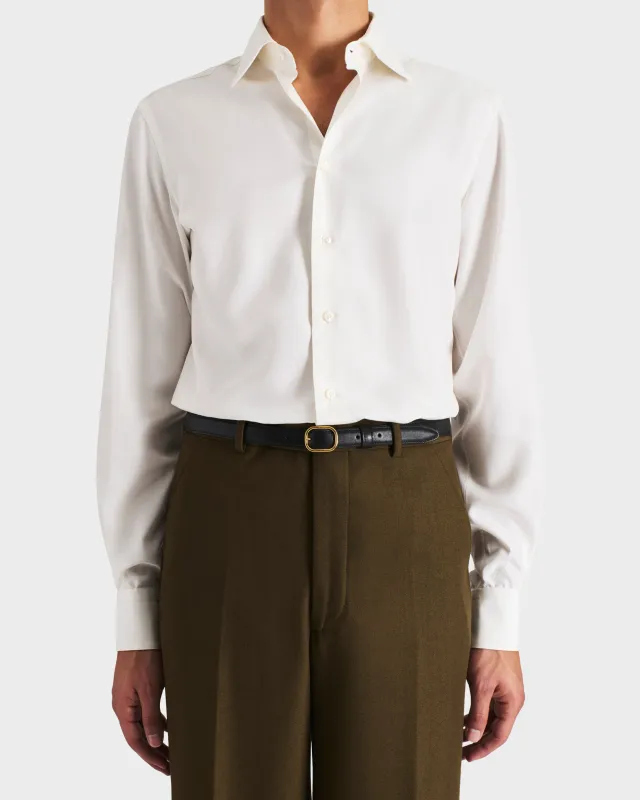 CLASSIC COLLAR SHIRT IN SILK POPLIN - OFF-WHITE sold by Husbands Paris