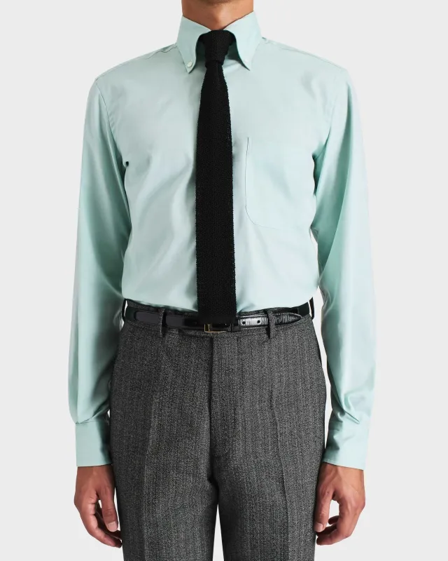 WIDE BUTTON-DOWN COLLAR SHIRT IN COTTON PINPOINT - MINT sold by Husbands Paris
