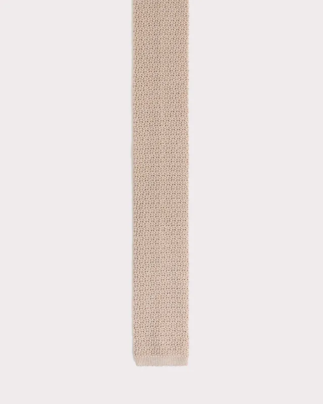 KNIT TIE IN SILK - BEIGE made by Husbands Paris