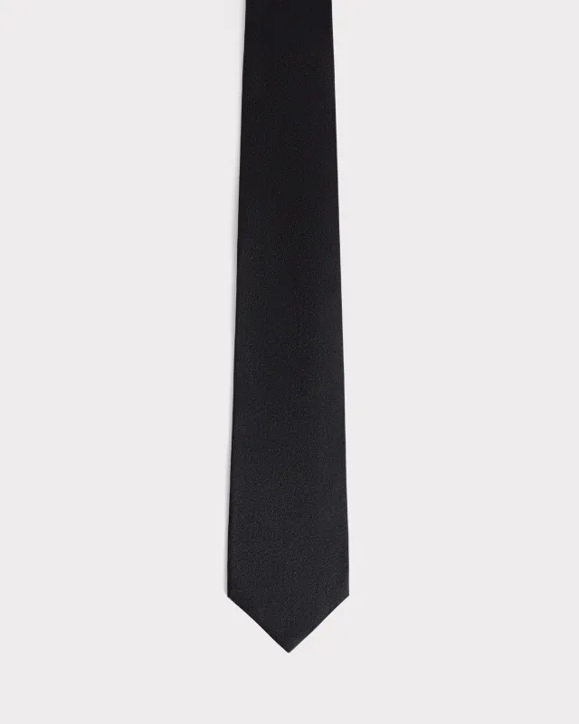 TIE IN SILK SABLE – BLACK made by Husbands Paris