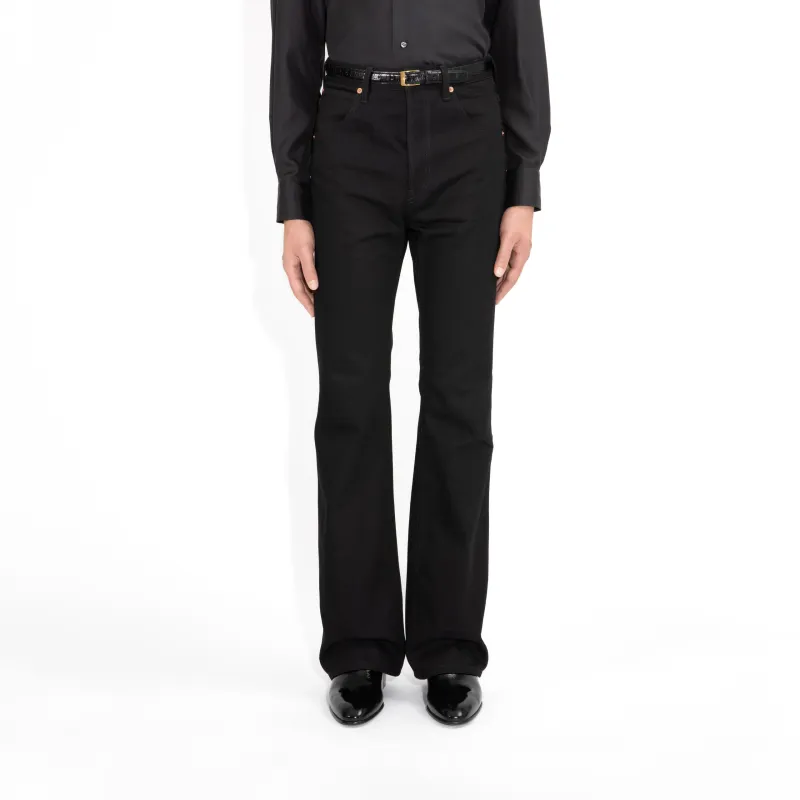 FLARED HIGH-WAISTED JEANS IN COTTON DENIM - BLACK sold by Husbands Paris