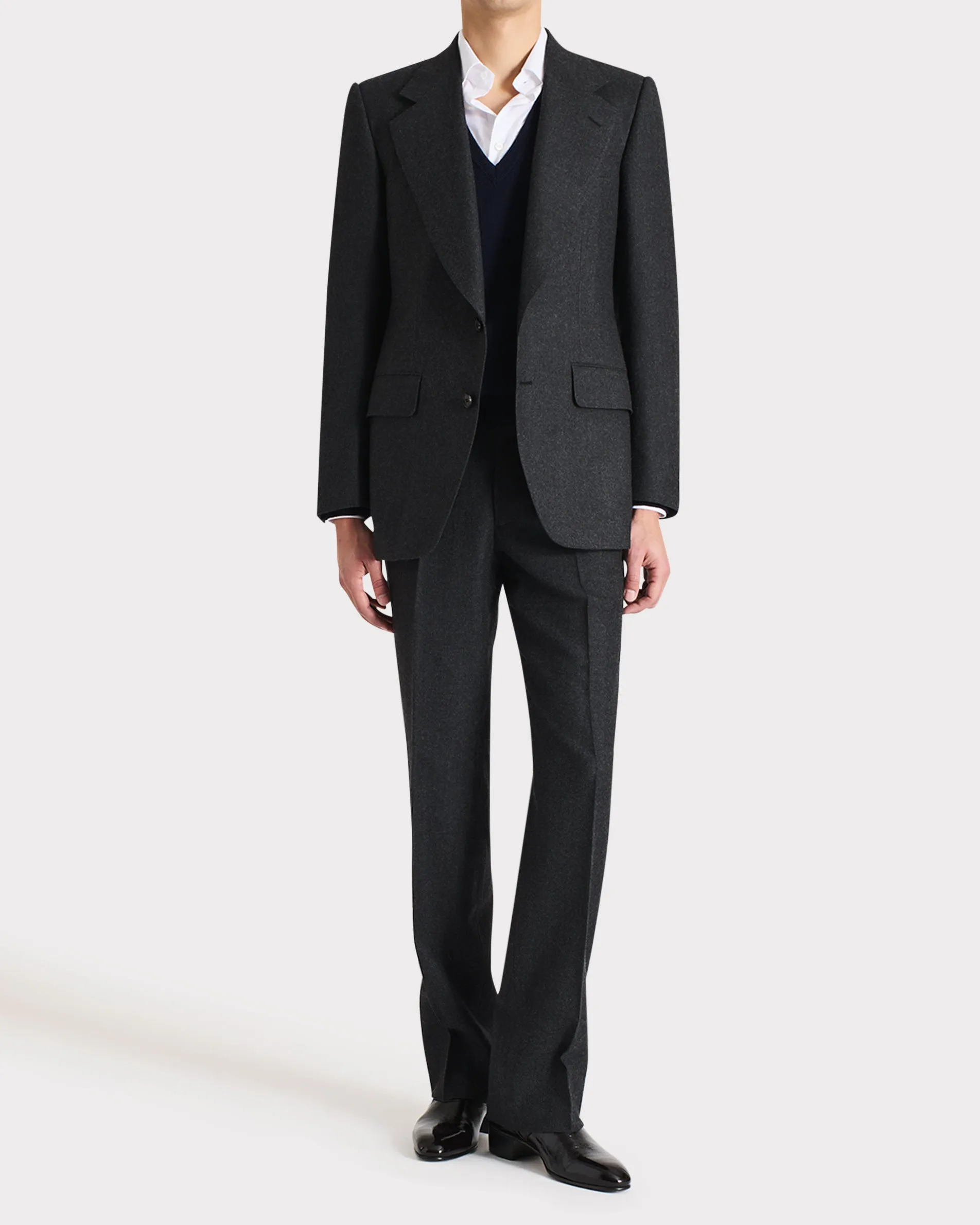 SINGLE-BREASTED SUIT IN WOOL FLANNEL – ANTHRACITE sold by Husbands Paris product image thumbnail 5