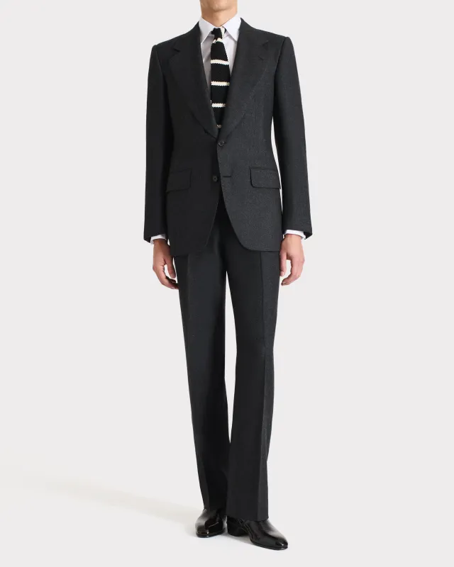 SINGLE-BREASTED SUIT IN WOOL FLANNEL – ANTHRACITE made by Husbands Paris