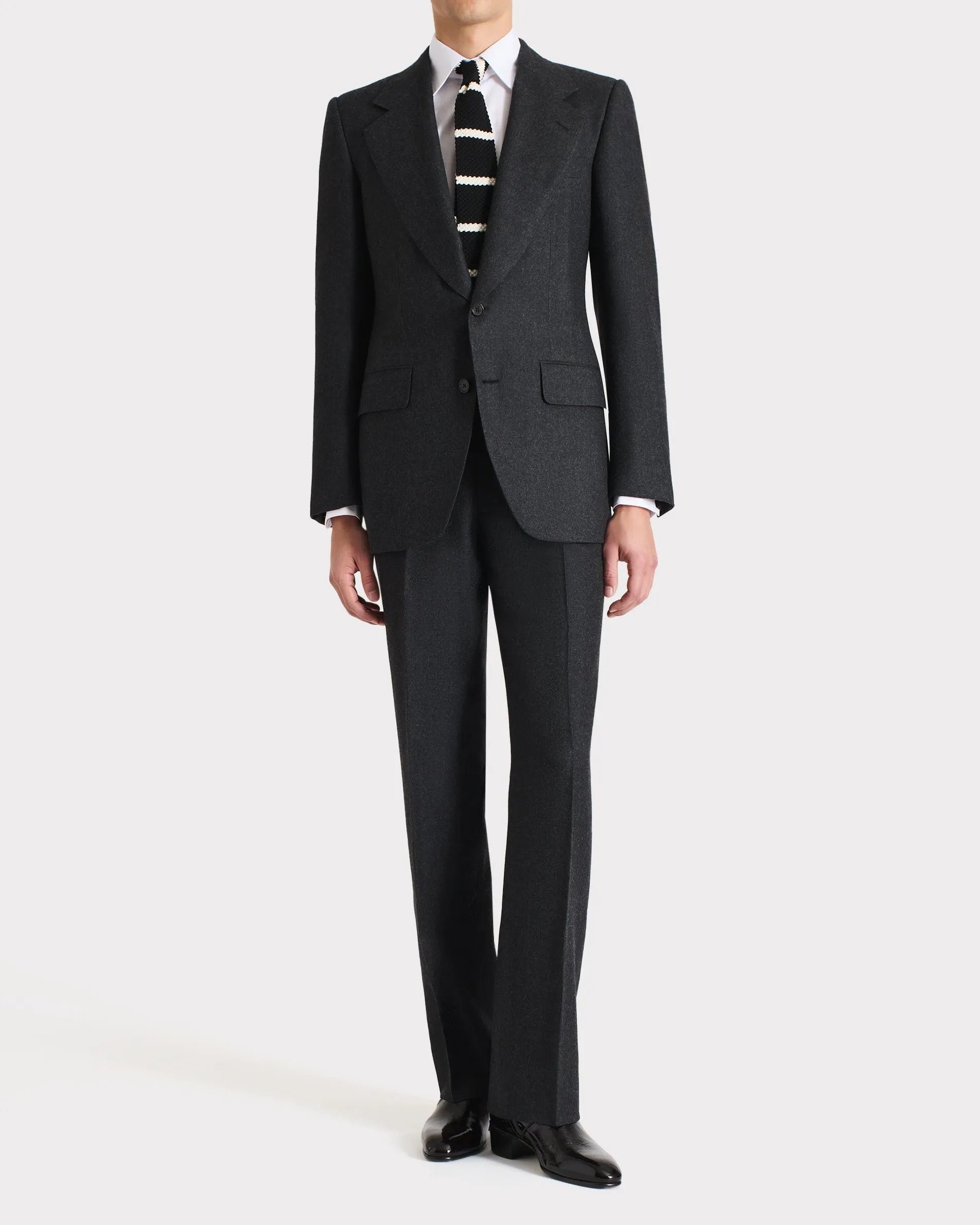 SINGLE-BREASTED SUIT IN WOOL FLANNEL – ANTHRACITE sold by Husbands Paris