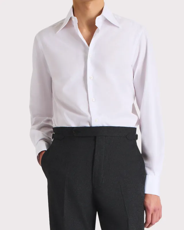 WIDE COLLAR SHIRT IN COTTON POPLIN – WHITE sold by Husbands Paris