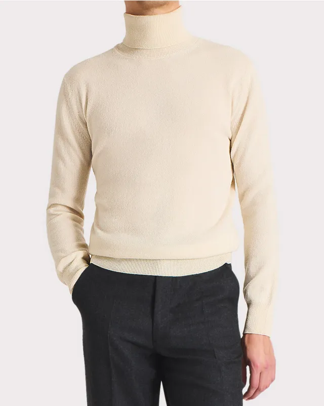 TURTLENECK SWEATER IN CASHMERE – CREAM sold by Husbands Paris