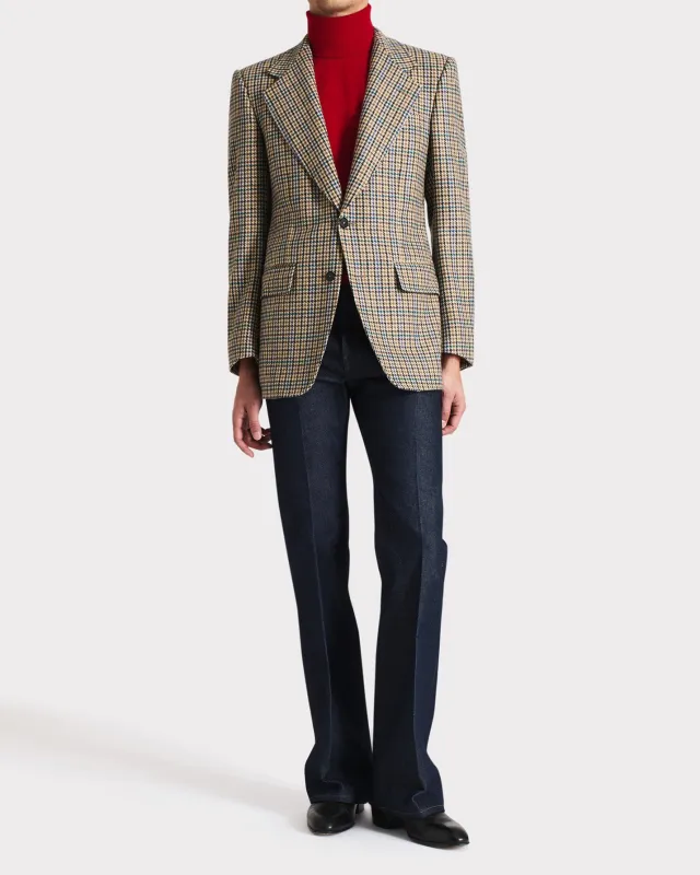 SINGLE-BREASTED JACKET IN WOOL TWILL – MULTICOLOR HOUNDSTOOTH sold by Husbands Paris