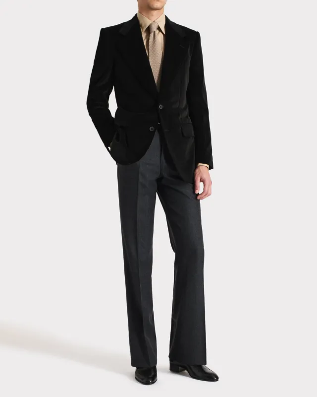 SINGLE-BREASTED JACKET IN COTTON VELVET – BLACK sold by Husbands Paris