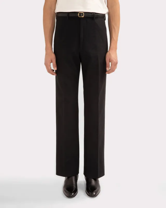FLARED HIGH-WAISTED TROUSERS IN COTTON DRILL - BLACK sold by Husbands Paris