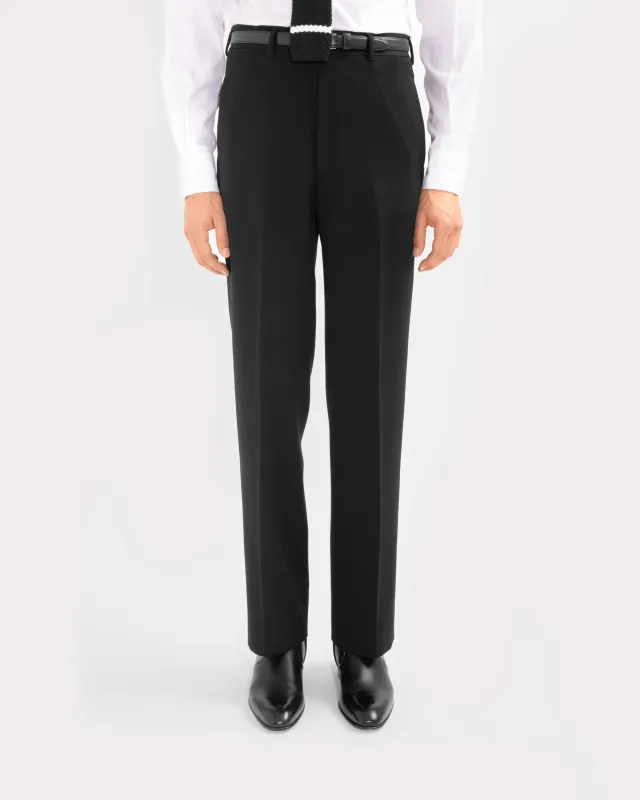 STRAIGHT HIGH-WAISTED TROUSERS IN WOOL DOESKIN - BLACK sold by Husbands Paris