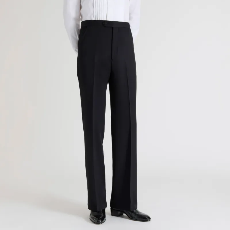 FLARED TROUSERS IN GRAIN DE POUDRE - BLACK sold by Husbands Paris