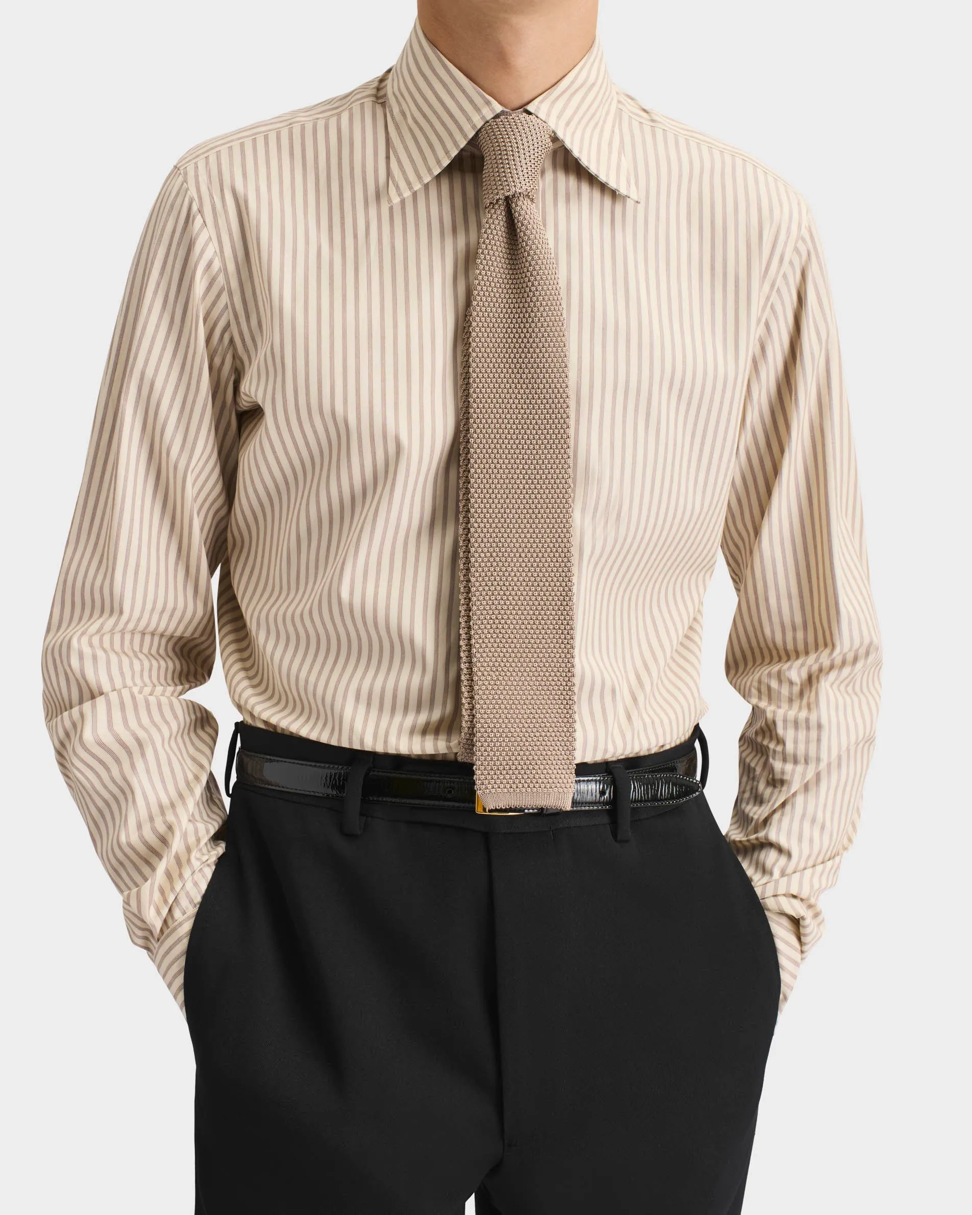 KNIT TIE IN SILK - TAUPE sold by Husbands Paris product image thumbnail 3