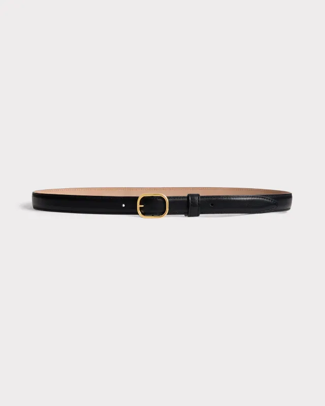 THIN BELT IN NAPPA LEATHER - BLACK sold by Husbands Paris