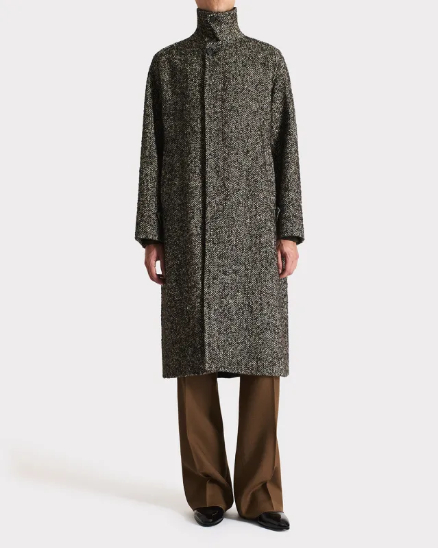 CAR COAT IN TWEED & POLYESTER - BLACK AND BEIGE sold by Husbands Paris