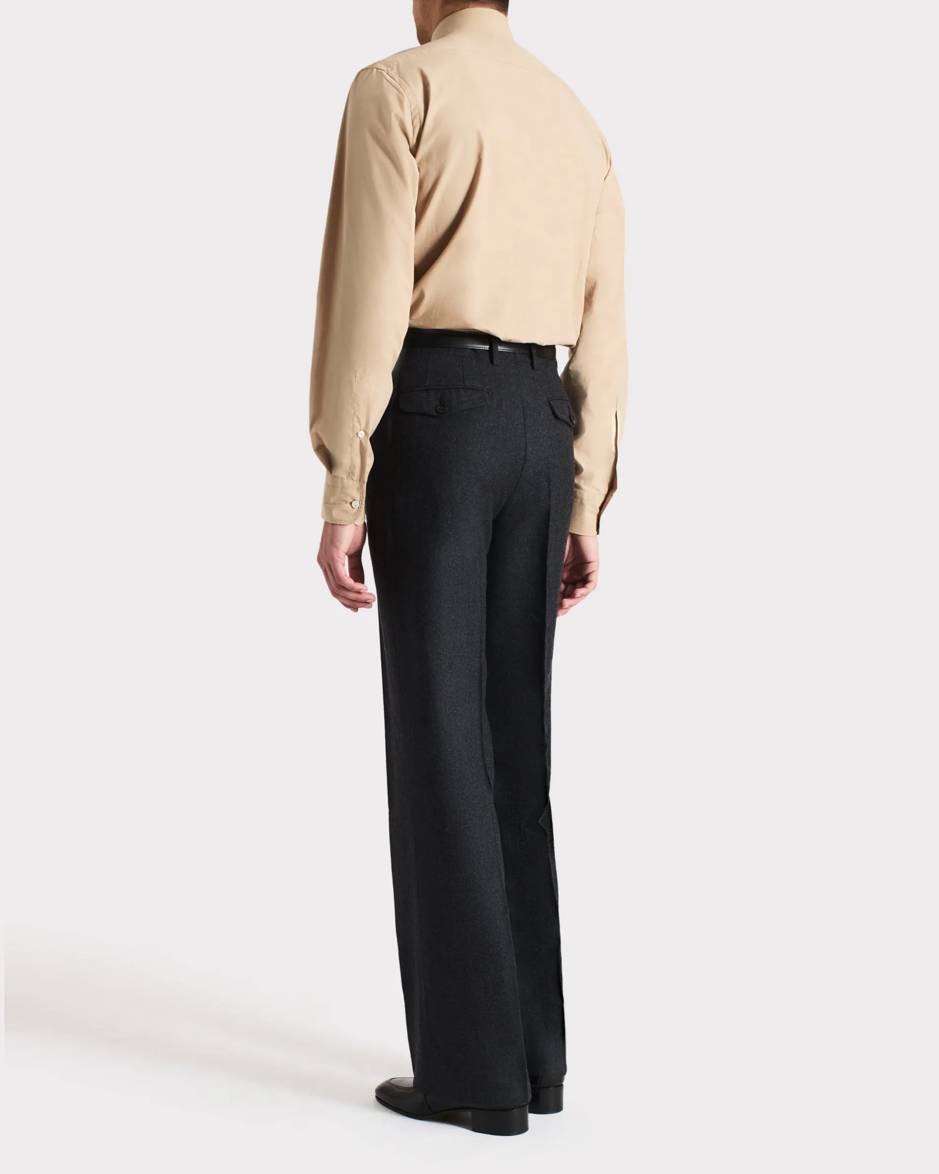 FLARED HIGH-WAISTED TROUSERS IN WOOL FLANNEL – ANTHRACITE sold by Husbands Paris product image thumbnail 3