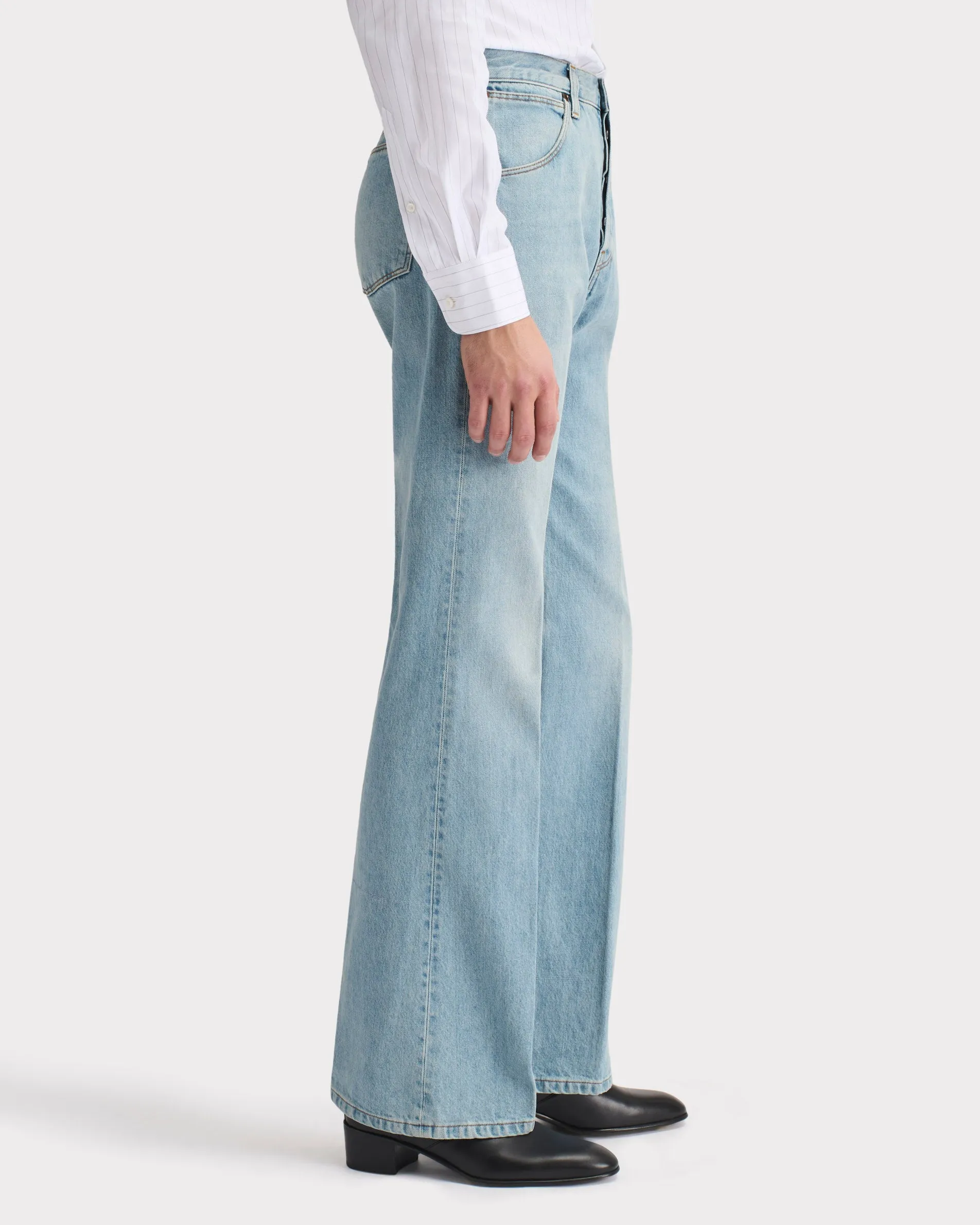 FLARED JEANS IN COTTON DENIM - BLUE STONE WASH sold by Husbands Paris product image thumbnail 3