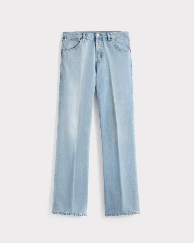 FLARED HIGH-WAISTED JEANS IN COTTON DENIM - BLUE STONE WASH sold by Husbands Paris