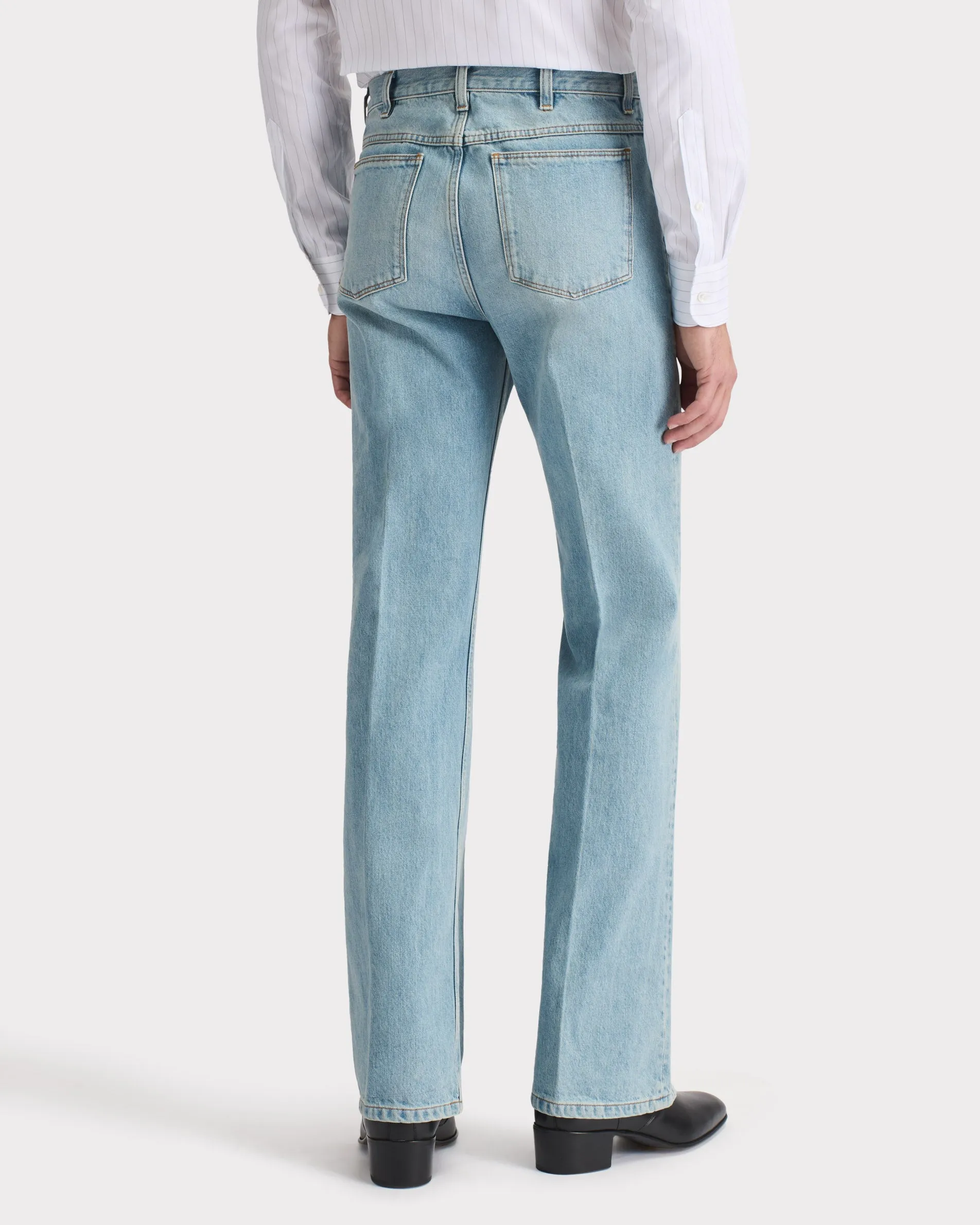 FLARED JEANS IN COTTON DENIM - BLUE STONE WASH sold by Husbands Paris product image thumbnail 4