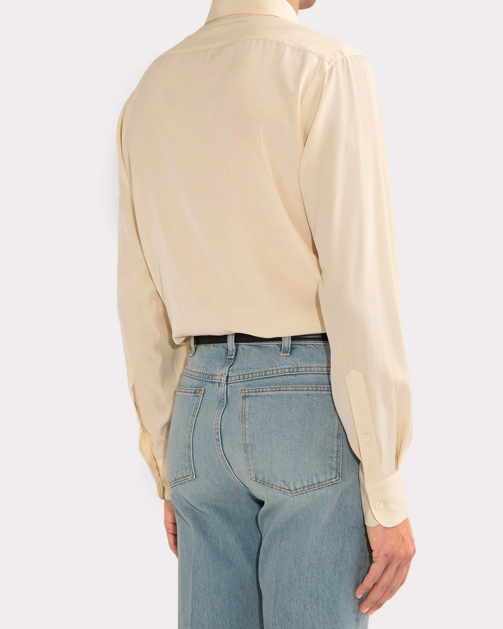 CLASSIC COLLAR SHIRT IN SILK CREPE – BUTTER sold by Husbands Paris product image thumbnail 4