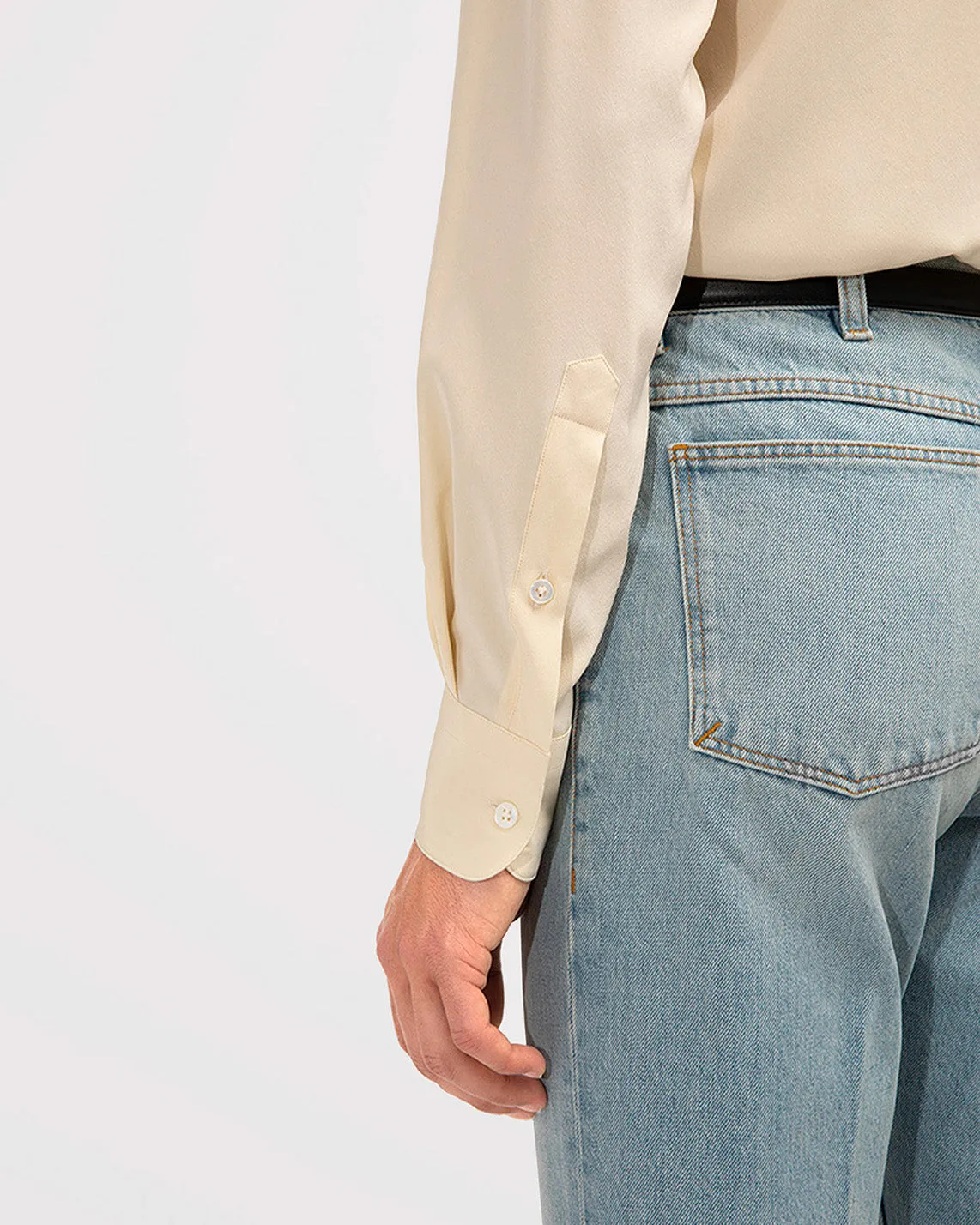 CLASSIC COLLAR SHIRT IN SILK CREPE – BUTTER sold by Husbands Paris product image thumbnail 5