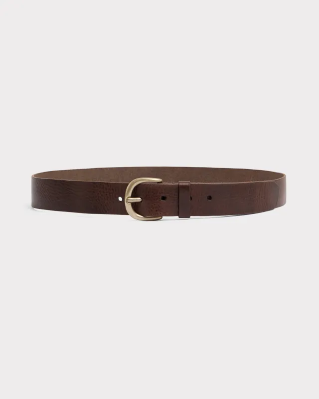 WIDE BELT IN VEGETABLE TANNED CALFSKIN - DARK BROWN sold by Husbands Paris