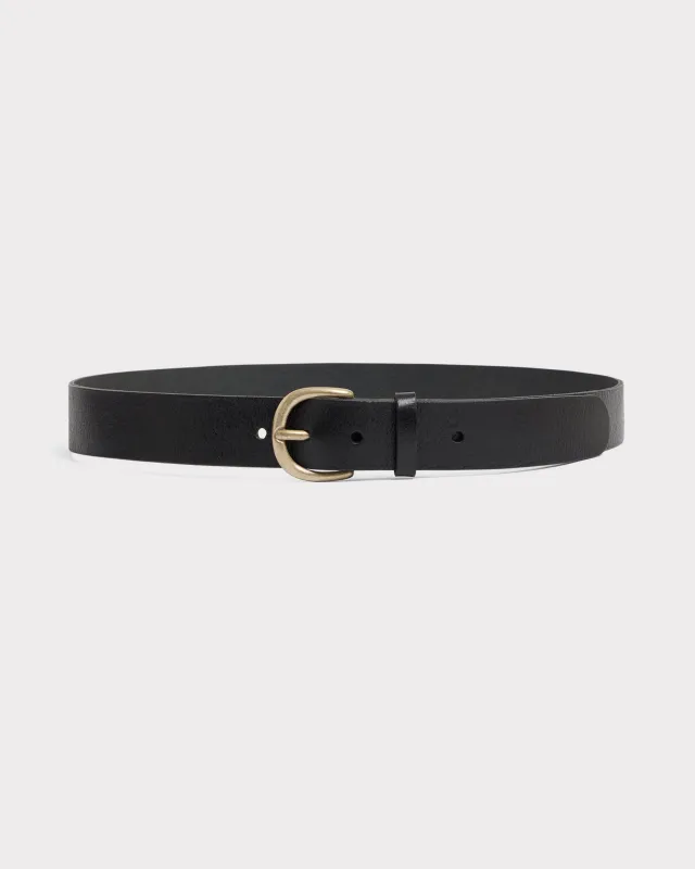 WIDE BELT IN VEGETABLE TANNED CALFSKIN - BLACK sold by Husbands Paris