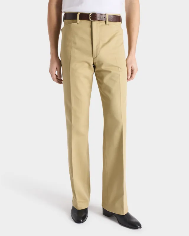 FLARED TROUSERS IN POLY-COTTON TWILL - BEIGE sold by Husbands Paris