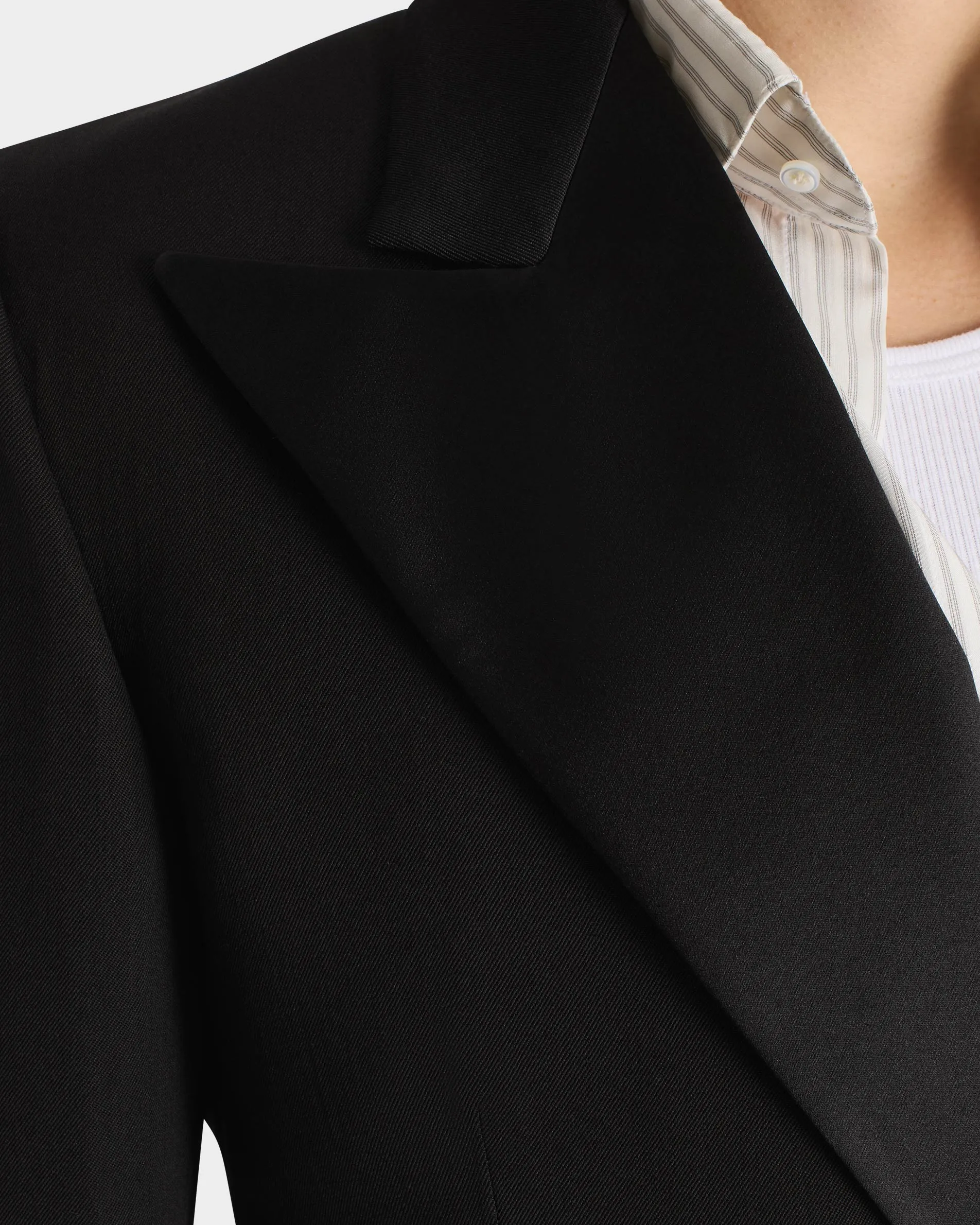 DOUBLE-BREASTED TUXEDO JACKET IN VISCOSE & VIRGIN WOOL - BLACK sold by Husbands Paris product image thumbnail 2