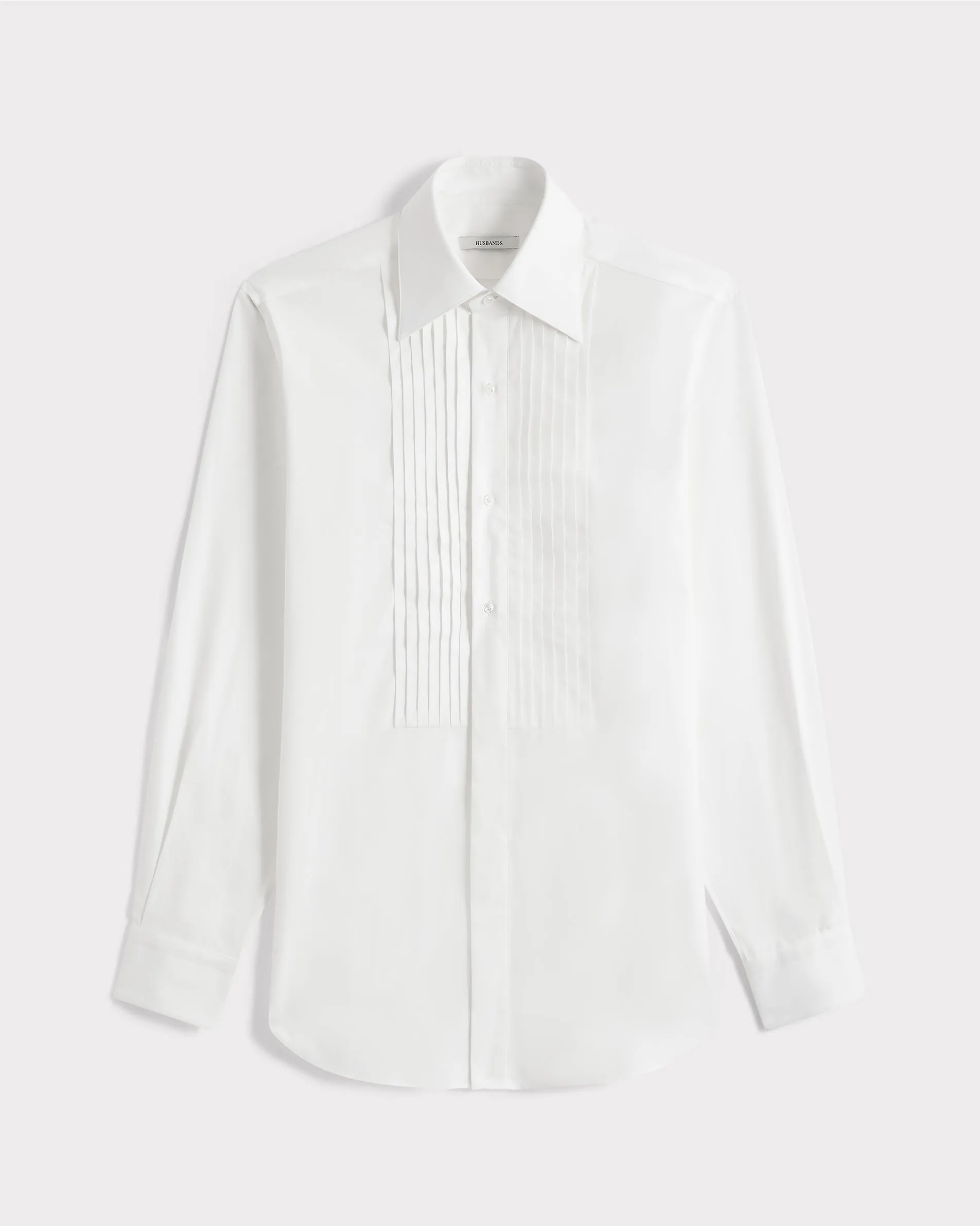WIDE COLLAR TUXEDO SHIRT IN COTTON PINPOINT - WHITE sold by Husbands Paris