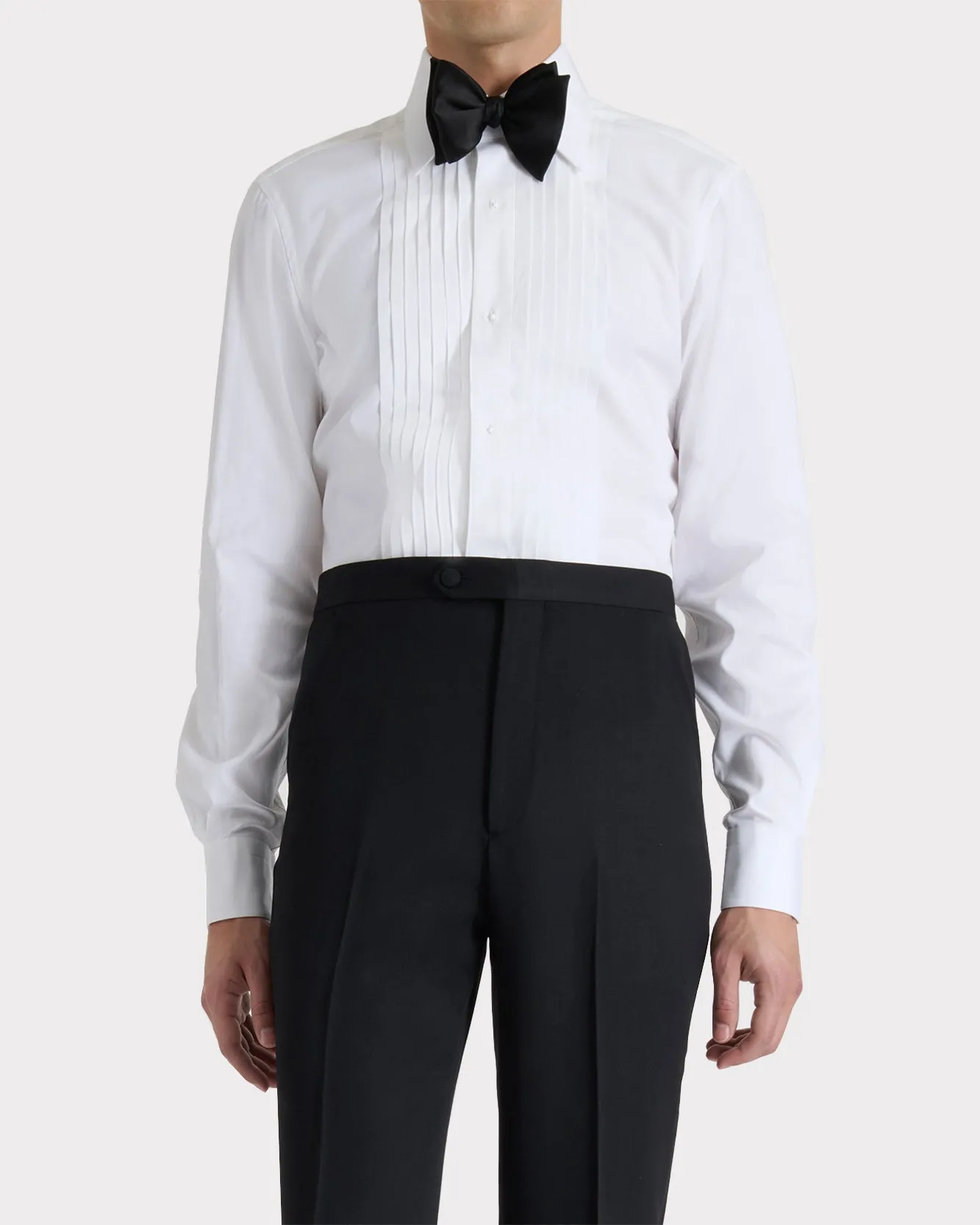WIDE COLLAR TUXEDO SHIRT IN COTTON PINPOINT - WHITE sold by Husbands Paris product image thumbnail 2