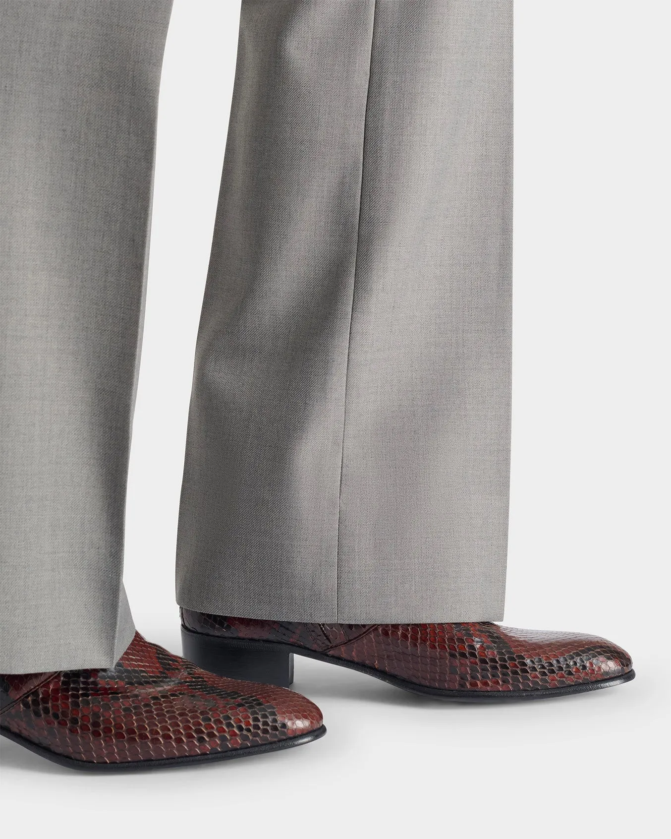 FLARED TROUSERS IN POLY-WOOL TWILL - DOVE GREY sold by Husbands Paris product image thumbnail 2
