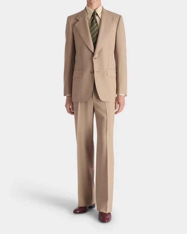 SINGLE-BREASTED SUIT IN 3-PLY WOOL FRESCO - BEIGE made by Husbands Paris