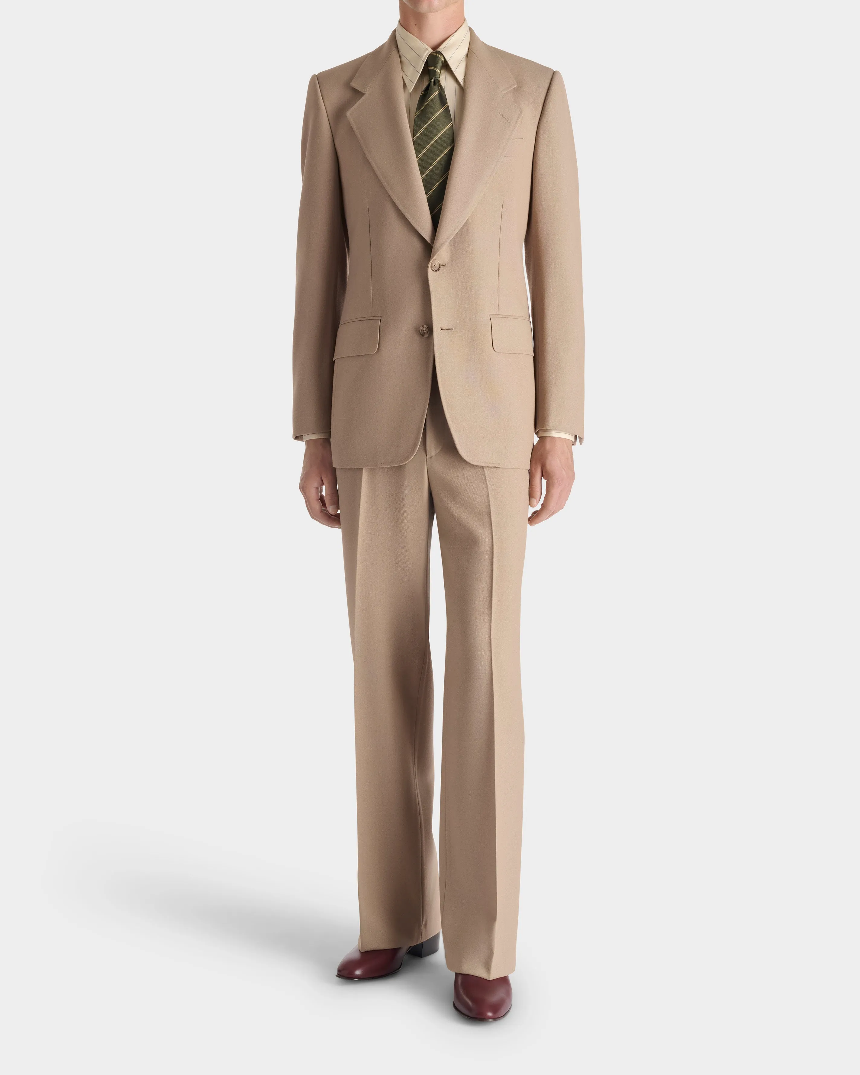 SINGLE-BREASTED SUIT IN 3-PLY WOOL FRESCO - BEIGE sold by Husbands Paris