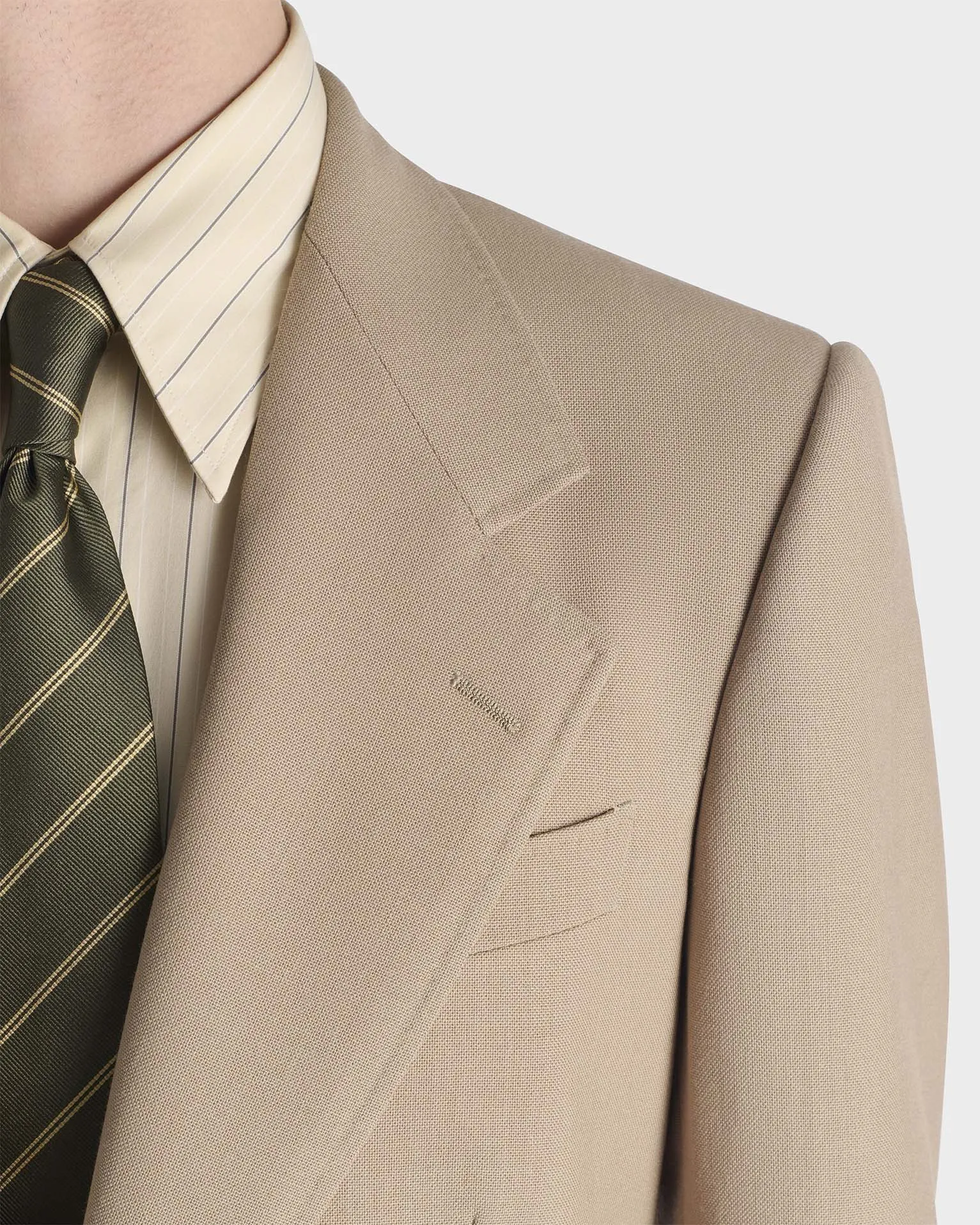 SINGLE-BREASTED SUIT IN 3-PLY WOOL FRESCO - BEIGE sold by Husbands Paris product image thumbnail 2