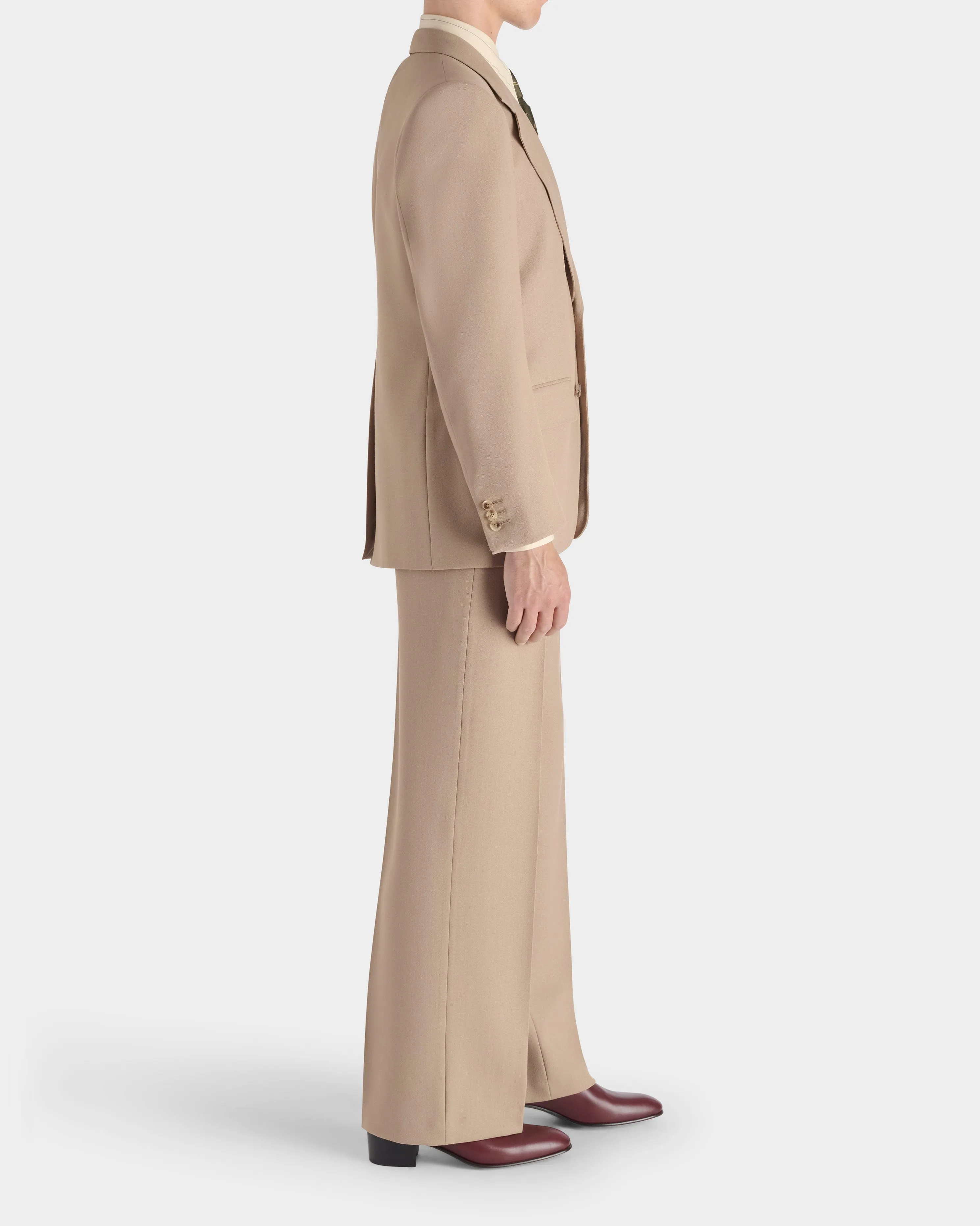 SINGLE-BREASTED SUIT IN 3-PLY WOOL FRESCO - BEIGE sold by Husbands Paris product image thumbnail 3