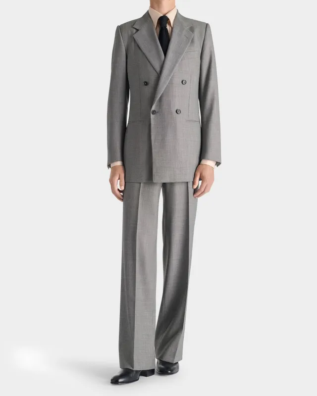 DOUBLE-BREASTED SUIT IN WOOL BIRDSEYE - BLACK AND WHITE made by Husbands Paris