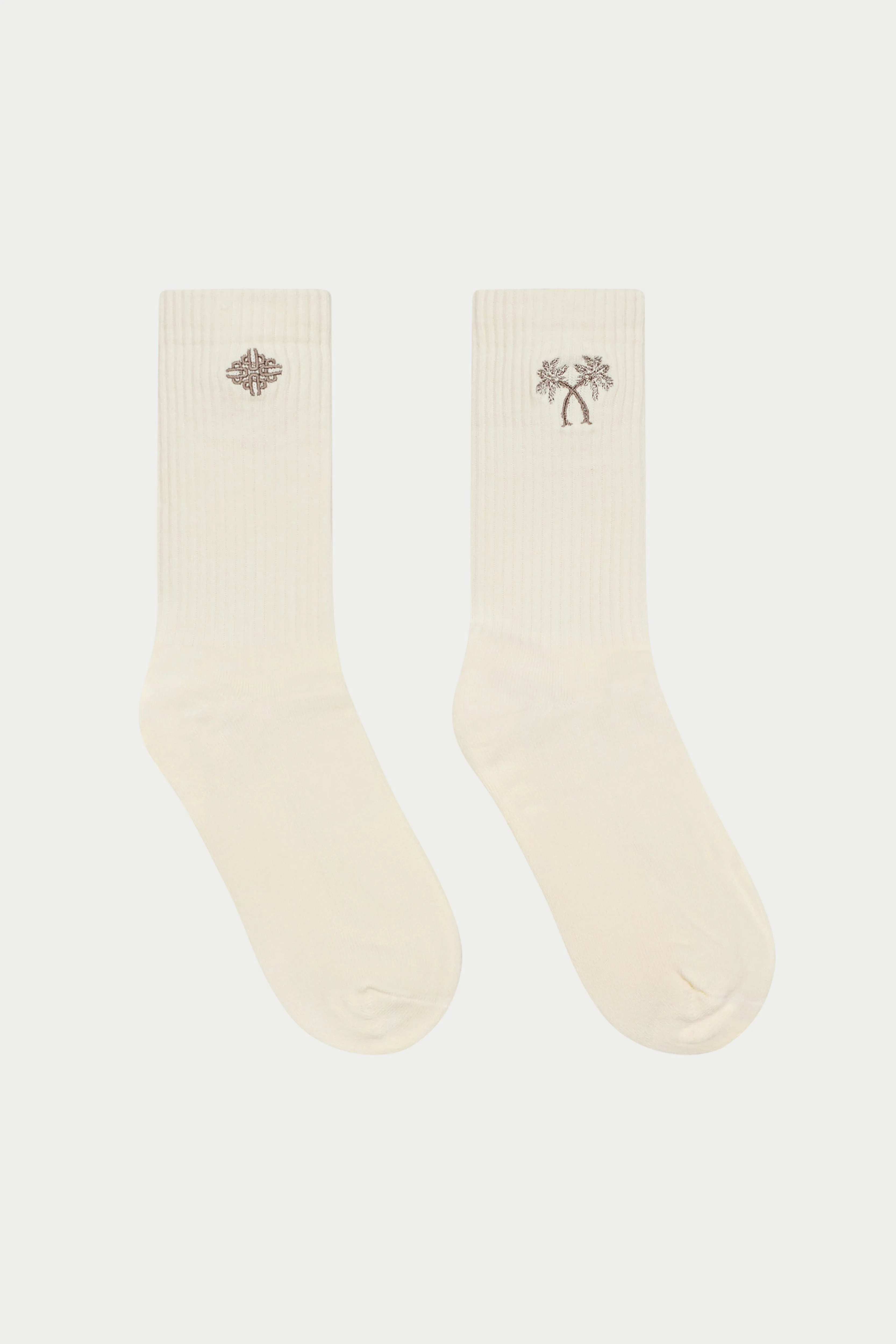 EMBROIDERED PALM SPORTS SOCKS - OFF WHITE sold by The Couture Club product image thumbnail 2