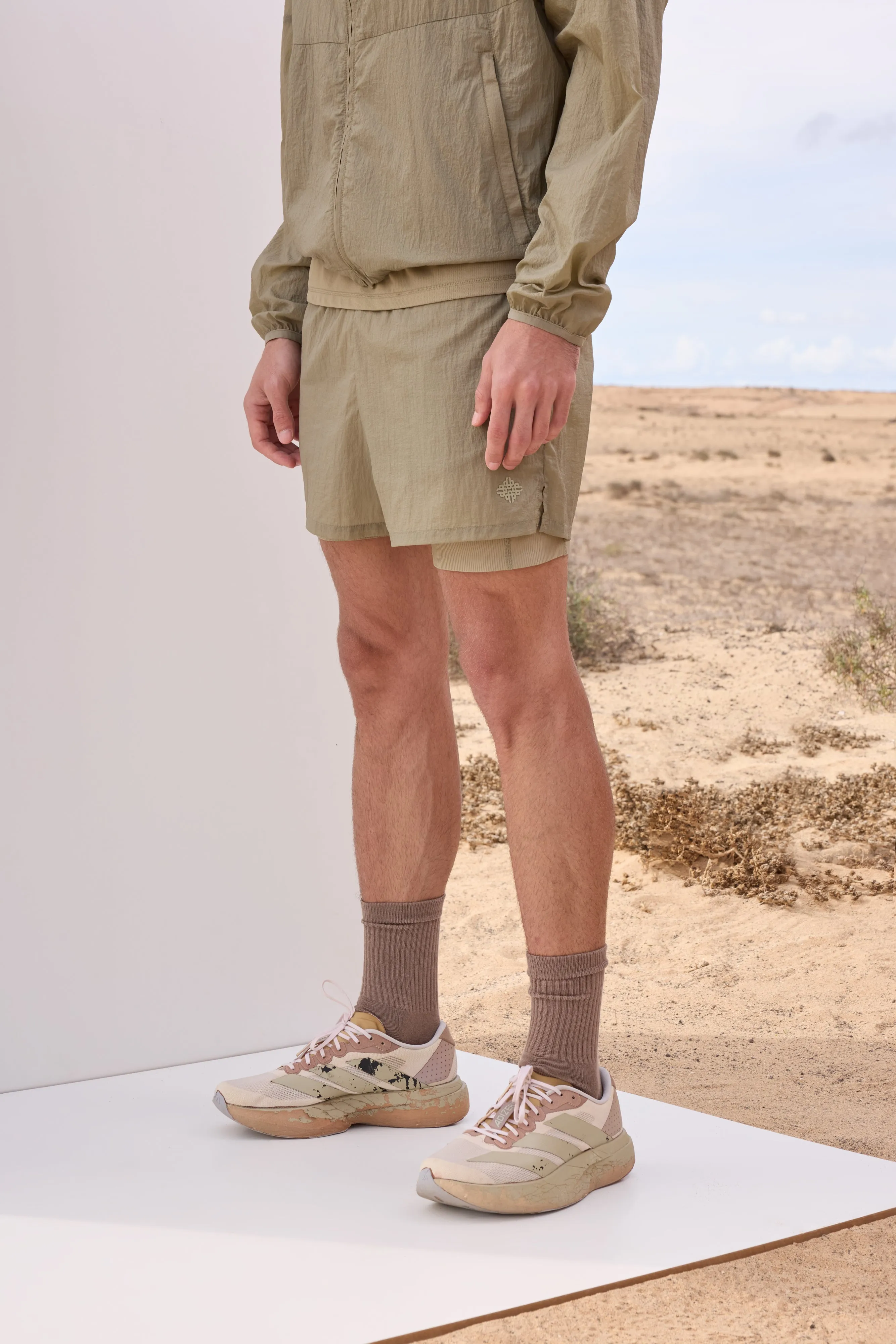 2-1 TRANSLUCENT RUN SHORT - KHAKI sold by The Couture Club product image thumbnail 3