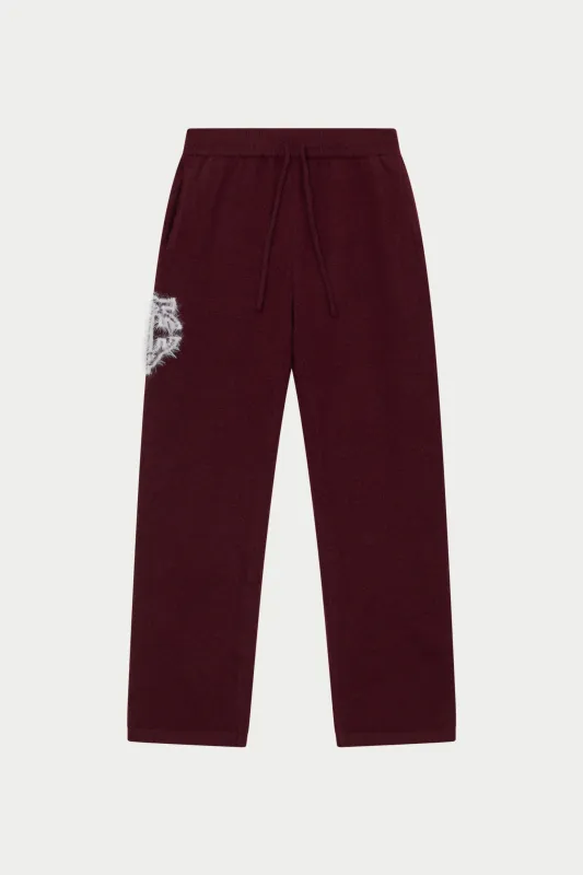 MONOGRAM FLUFFY KNIT JOGGERS - BURGUNDY sold by The Couture Club