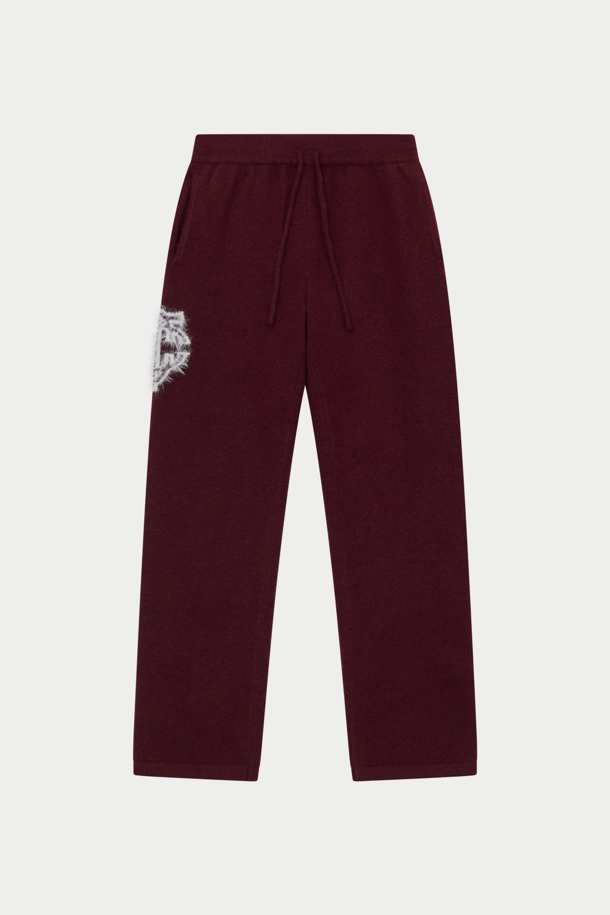 MONOGRAM FLUFFY KNIT JOGGERS - BURGUNDY sold by The Couture Club
