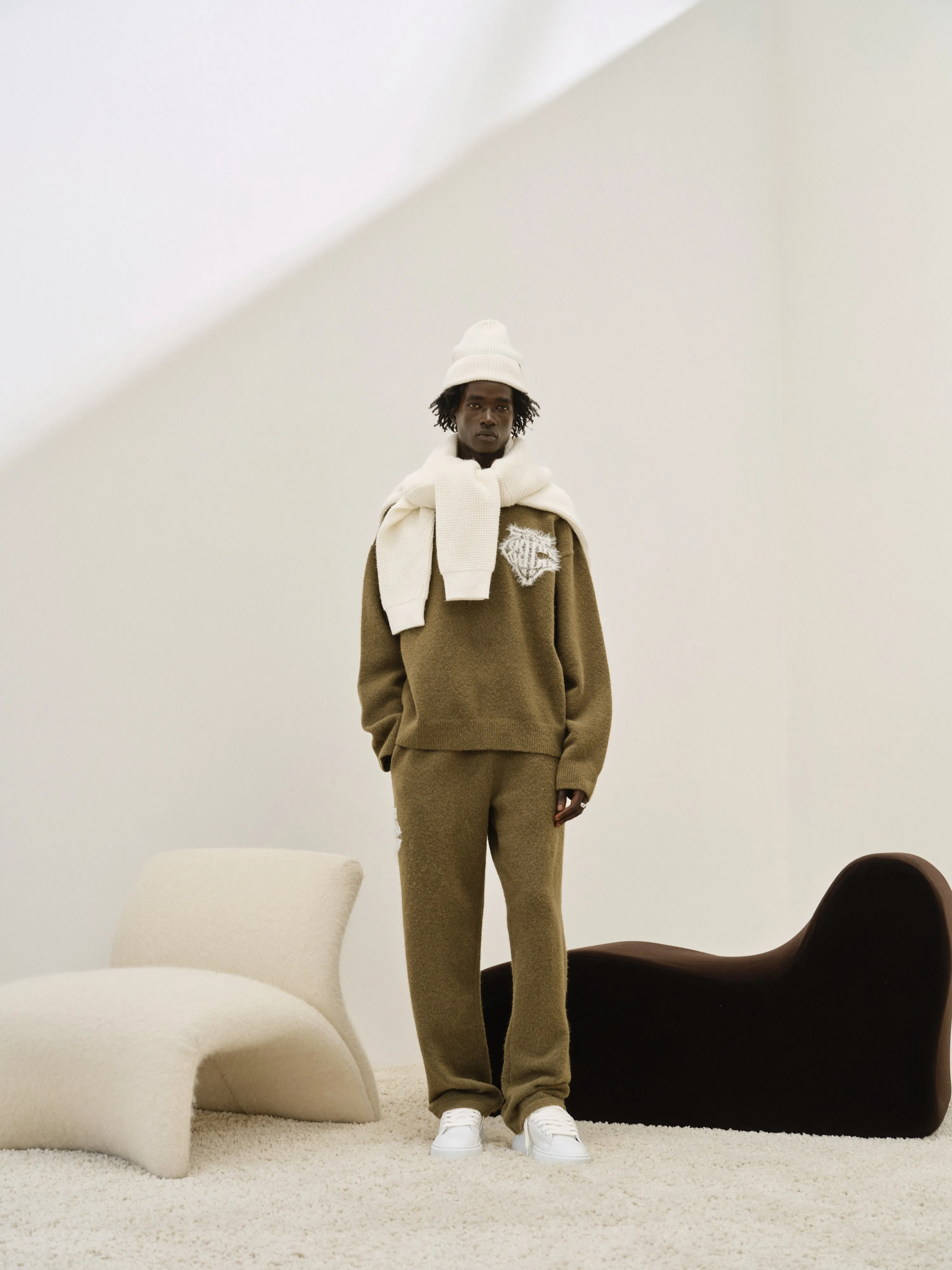 MONOGRAM FLUFFY KNIT JOGGERS - KHAKI sold by The Couture Club product image thumbnail 2