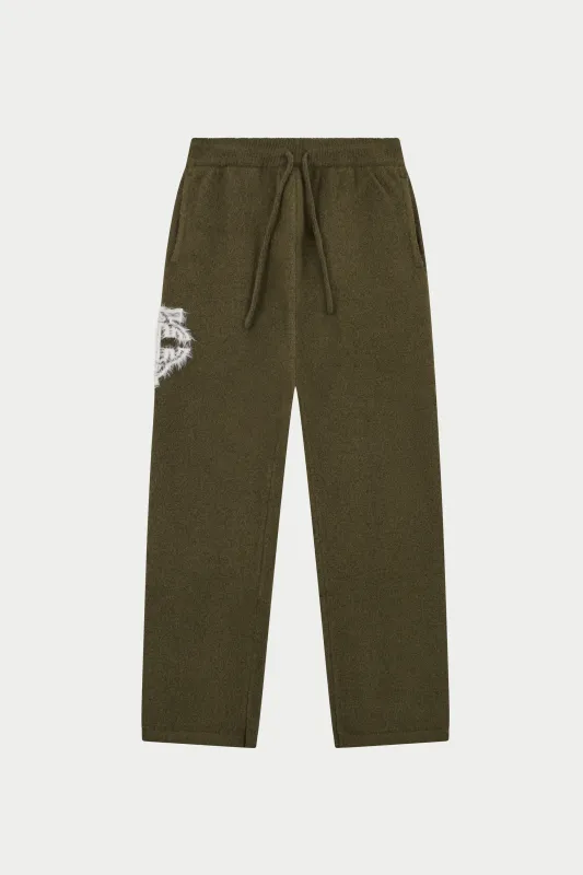 MONOGRAM FLUFFY KNIT JOGGERS - KHAKI sold by The Couture Club