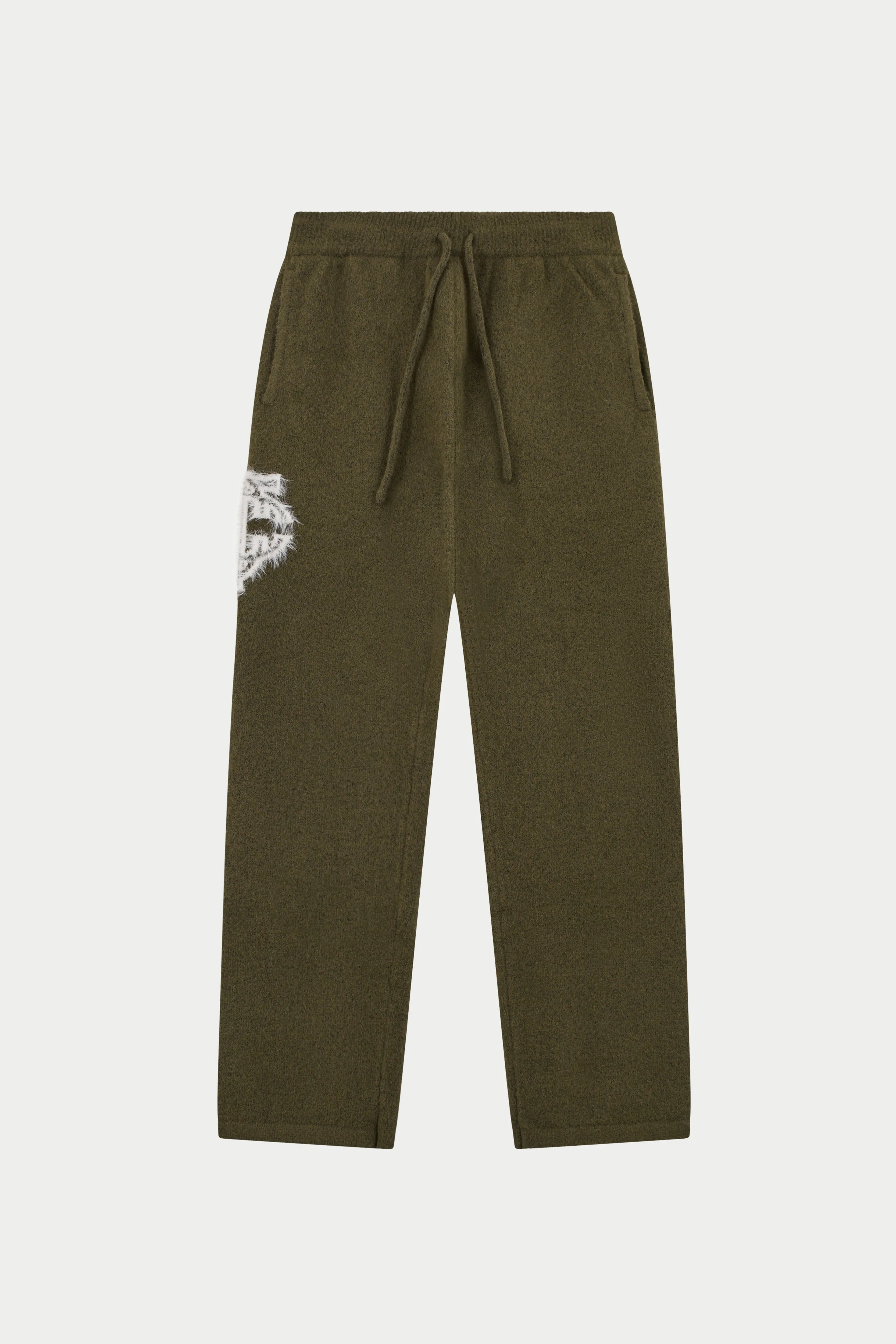 MONOGRAM FLUFFY KNIT JOGGERS - KHAKI sold by The Couture Club