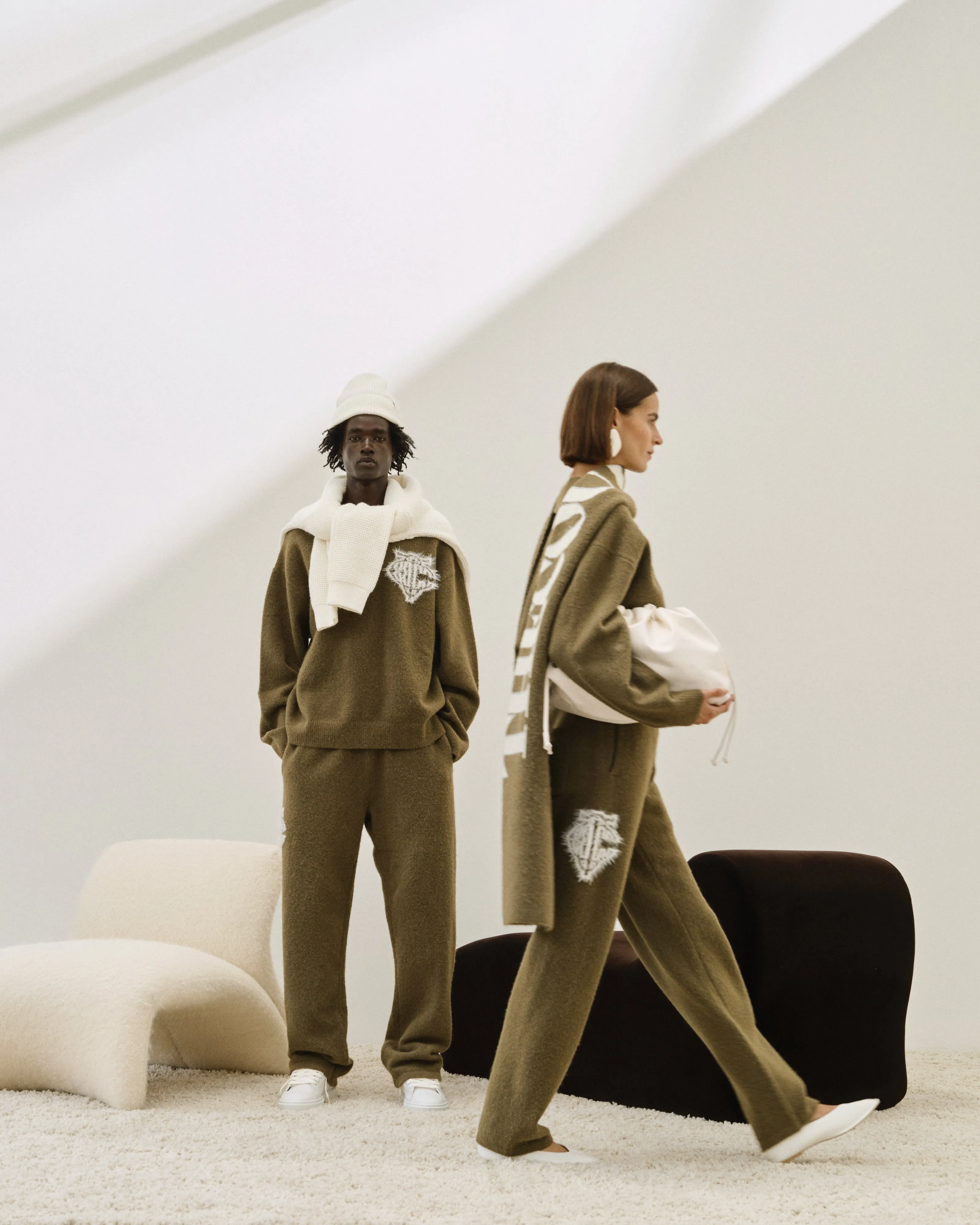 MONOGRAM FLUFFY KNIT JOGGERS - KHAKI sold by The Couture Club product image thumbnail 3