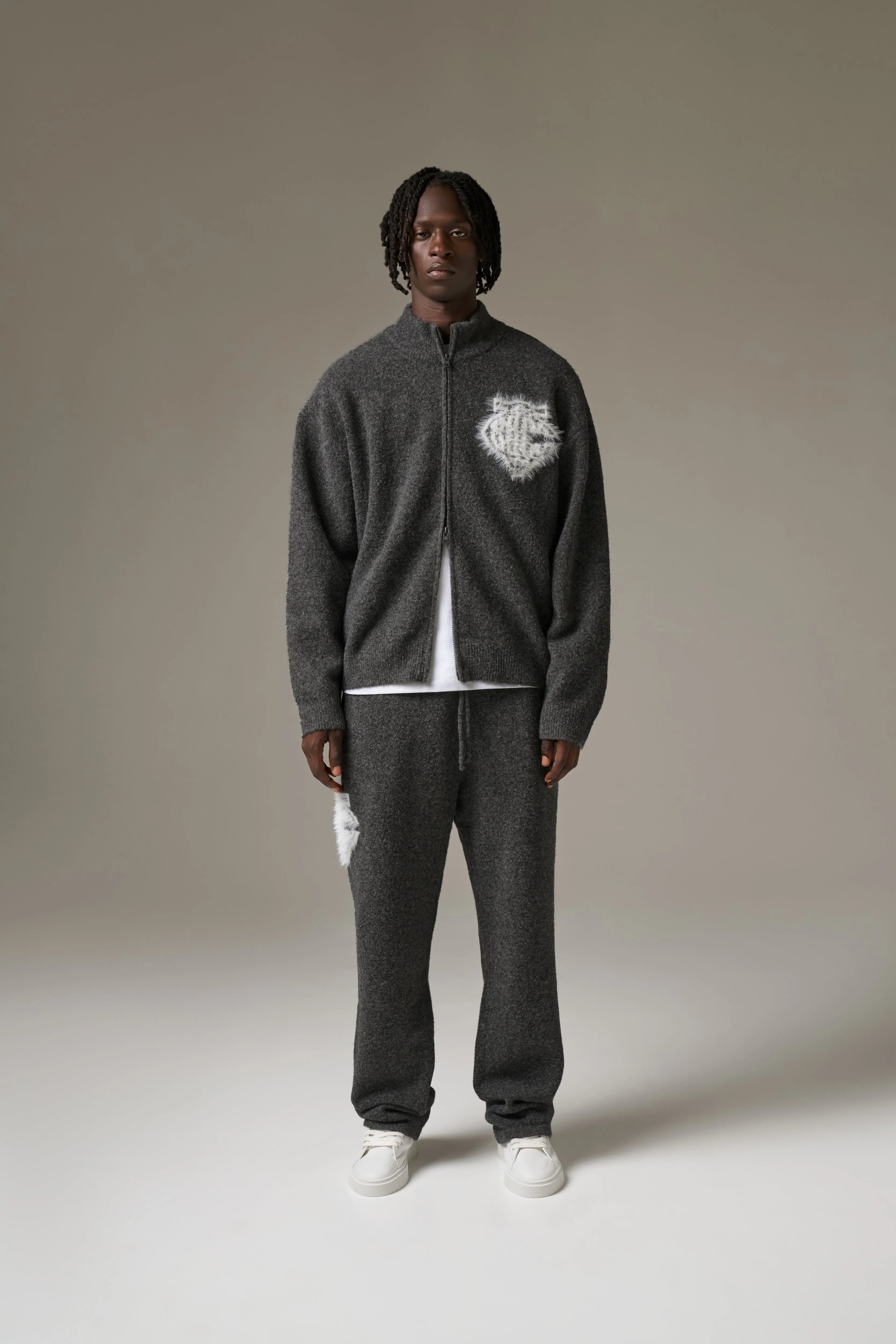 MONOGRAM FLUFFY KNIT JOGGERS - CHARCOAL sold by The Couture Club product image thumbnail 4