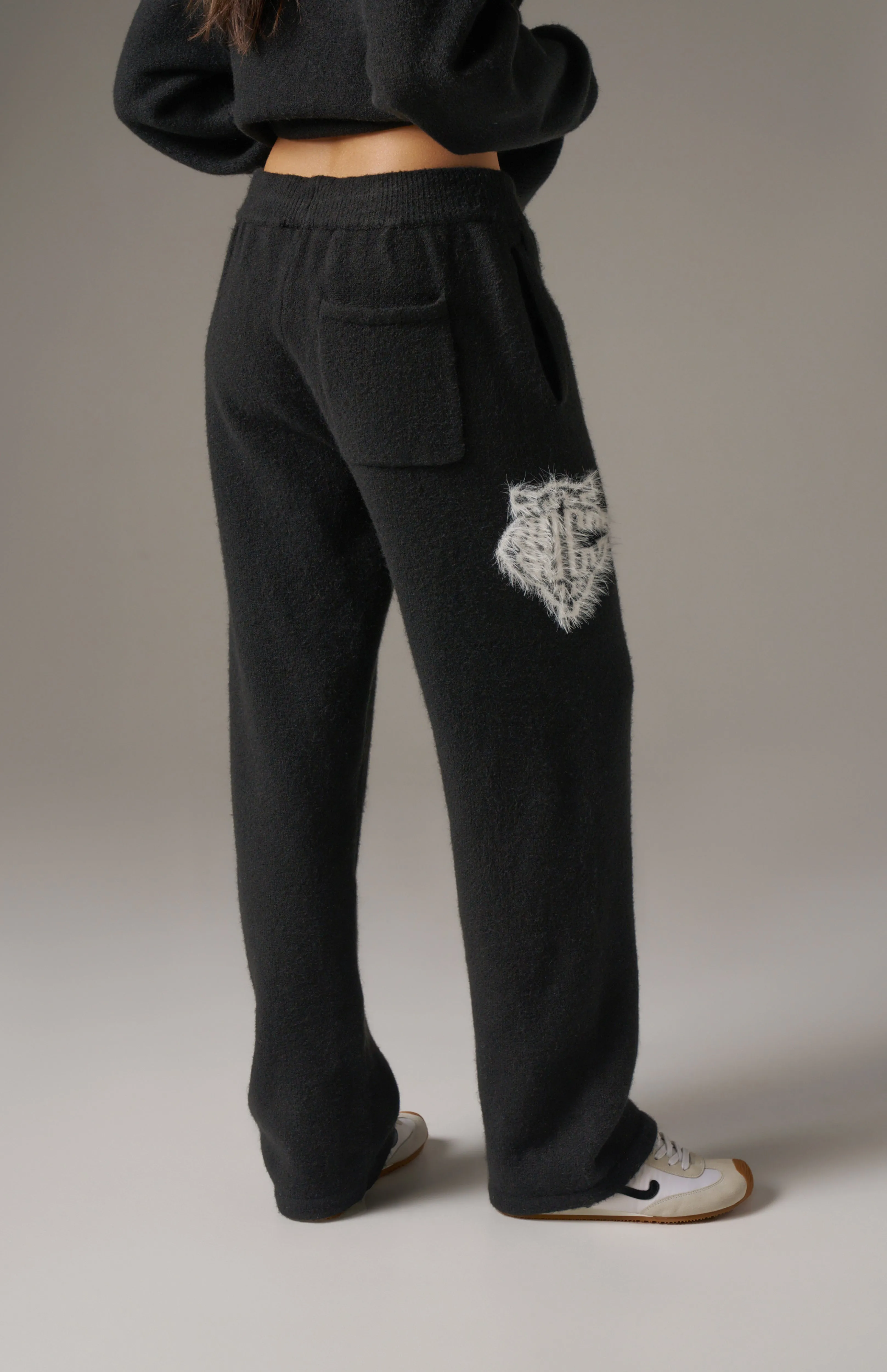 MONOGRAM FLUFFY KNIT JOGGERS - BLACK sold by The Couture Club product image thumbnail 5
